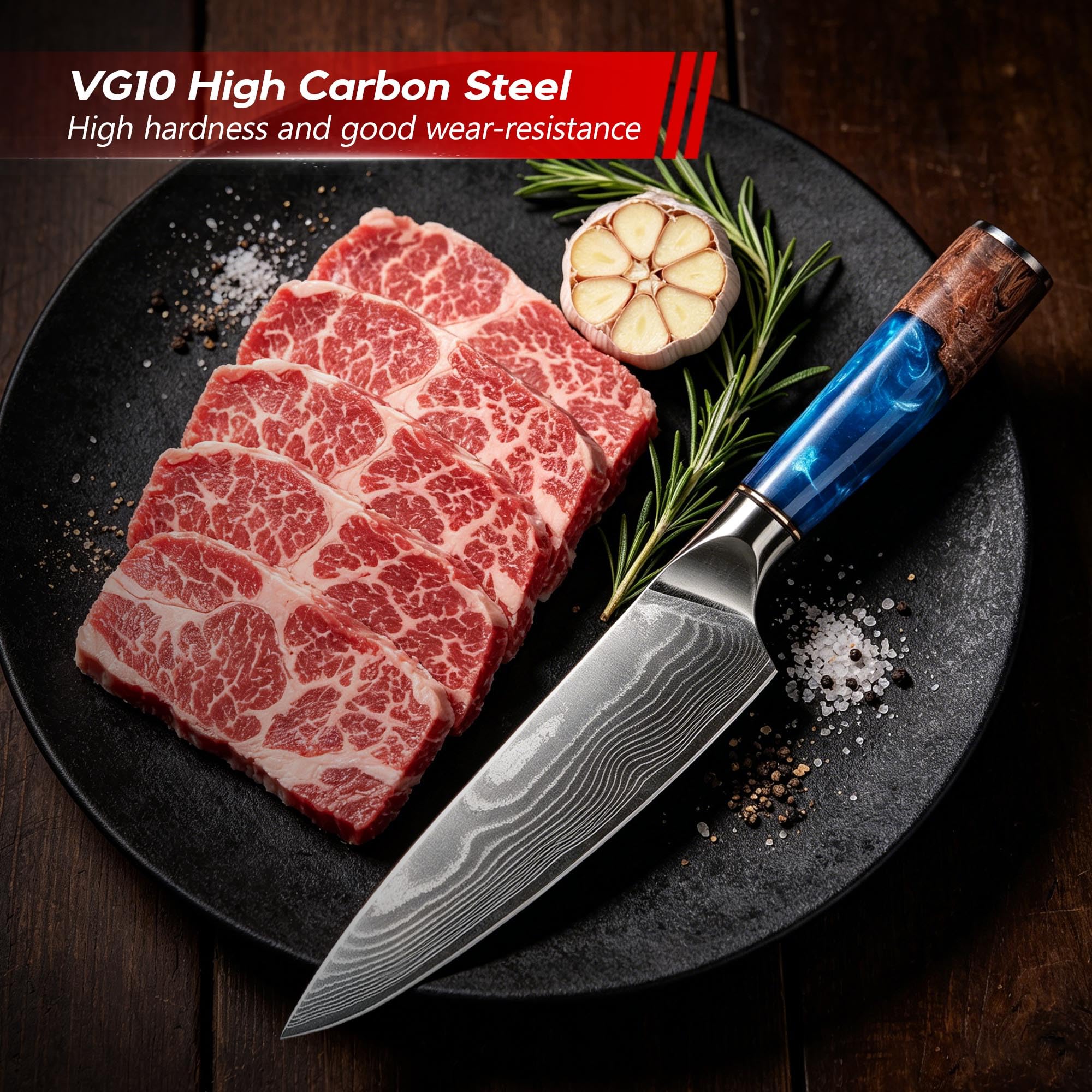 Cuchillo Chef 20 cm Damasco - Mango Ergonómico Himmelblau