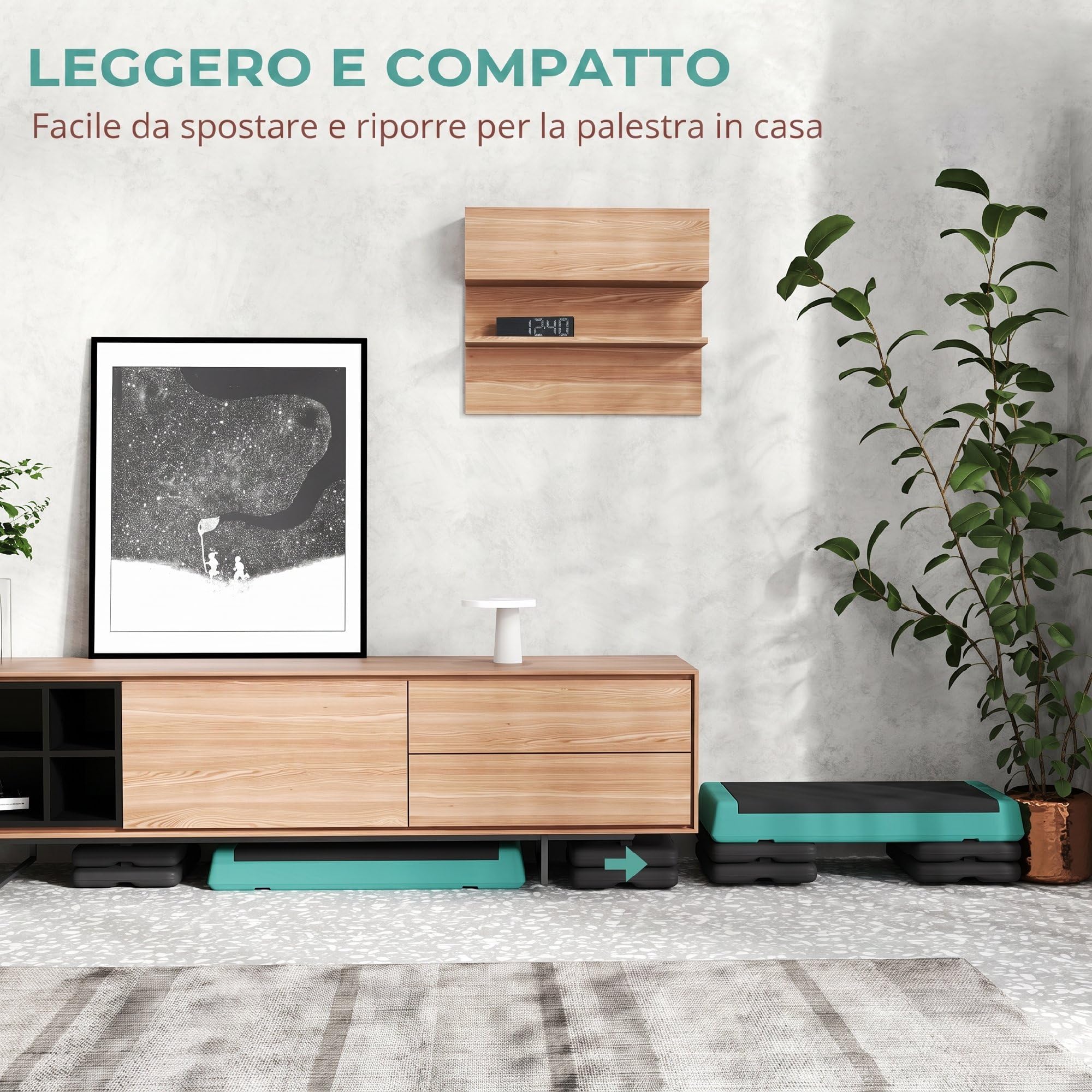 SPORTNOW Stepper Fitness Regolabile su 3 Livelli 10.5/15.5/20.5 cm, Stepper per Casa e Palestra Antiscivolo Capacità 250 kg