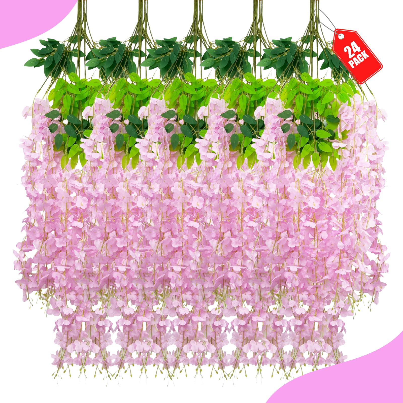 ZEBMOON 24-Pack All Pink Wisteria