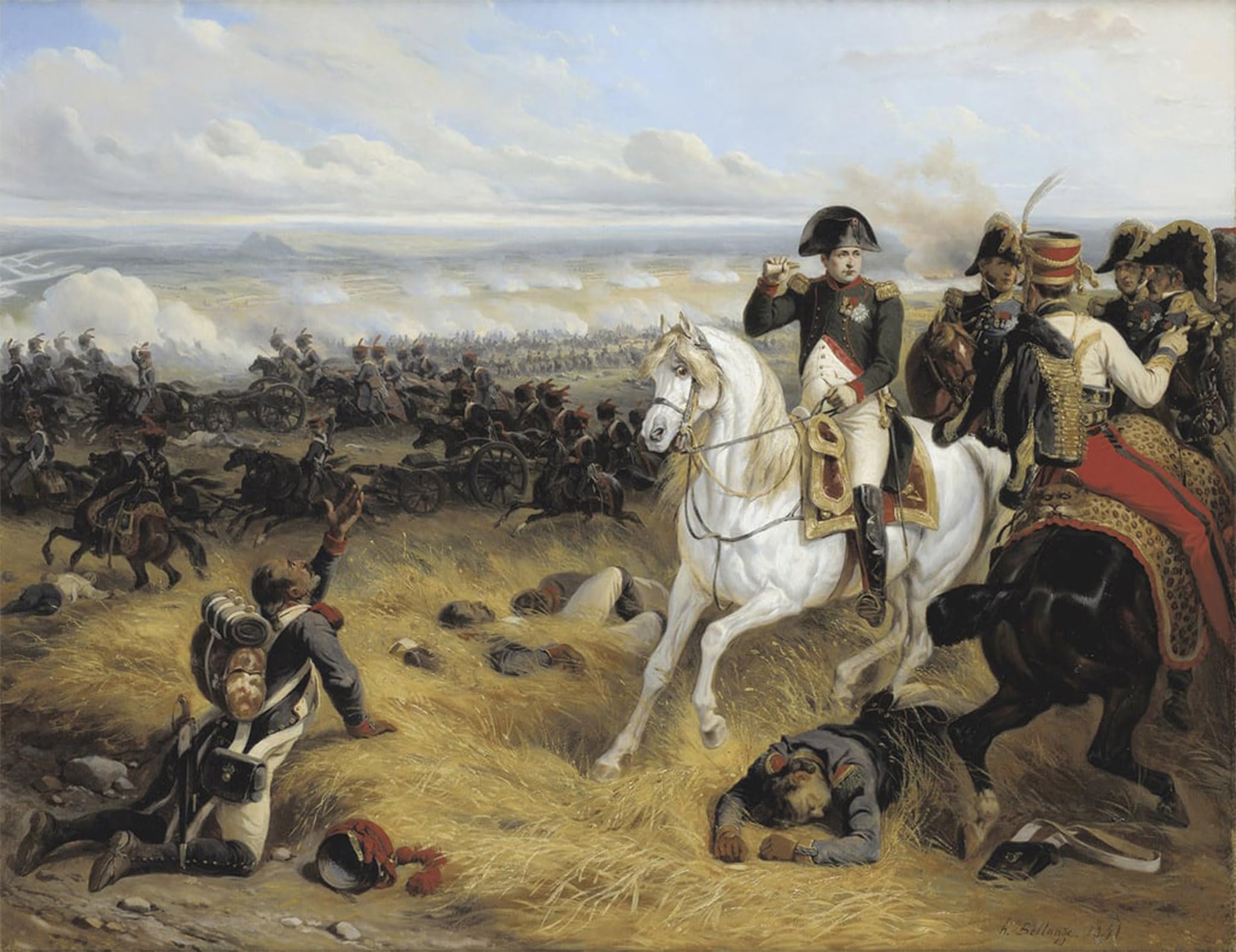 ARTXLXXBN Famous Painting Canvas Artwork Graffiti Print Napoleon in the Battle of Wagram by Louis Hippolyte Bellange Portrait Canvas Image for Home Decor 60x90cm