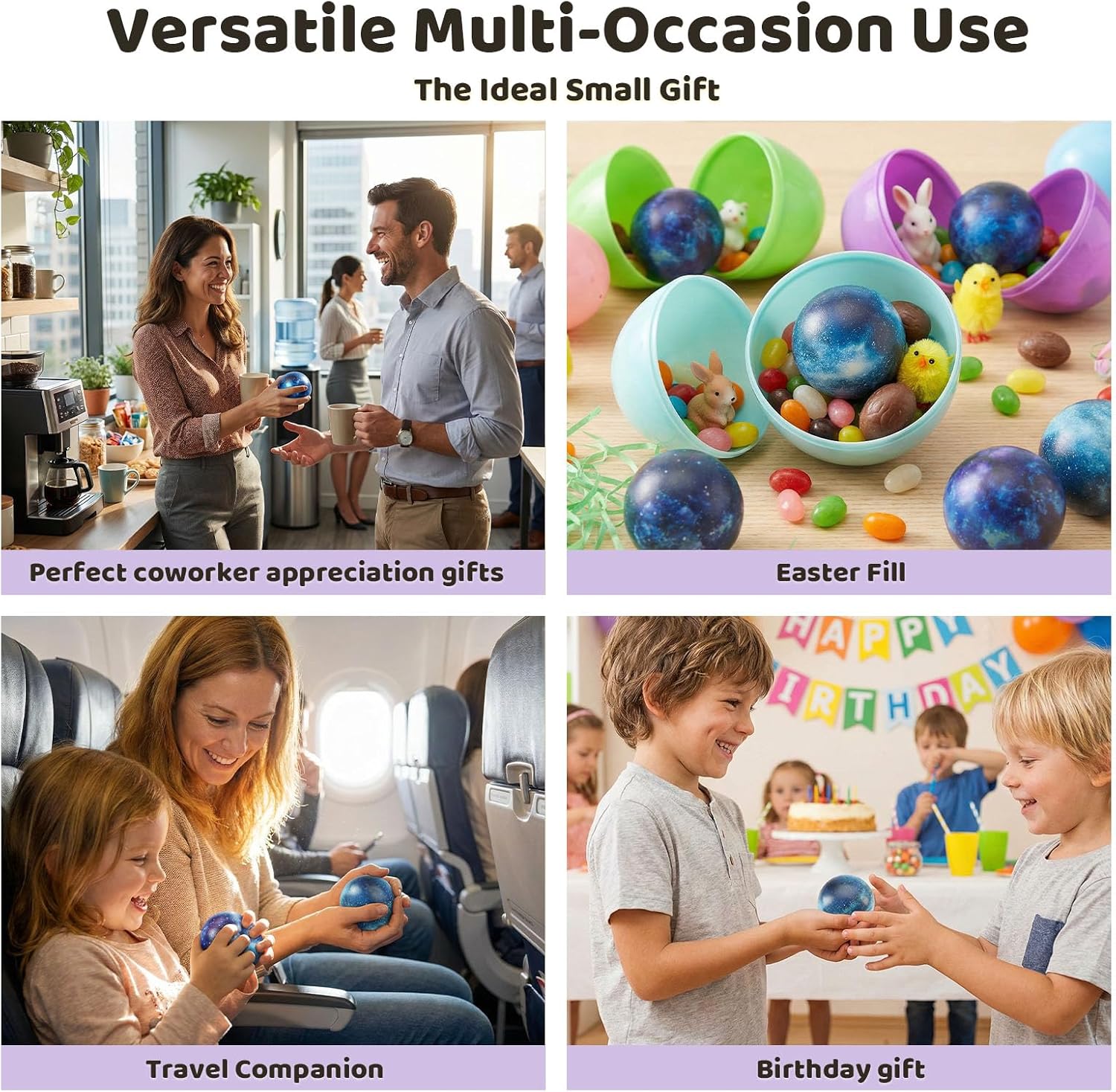 LovesTown 20 PCS Galaxy Stress Balls Bulk, 2.5 Inch Foam Squeeze Balls for Stress Relief Outer Space Astronaut Themed Party Class Carnival Reward