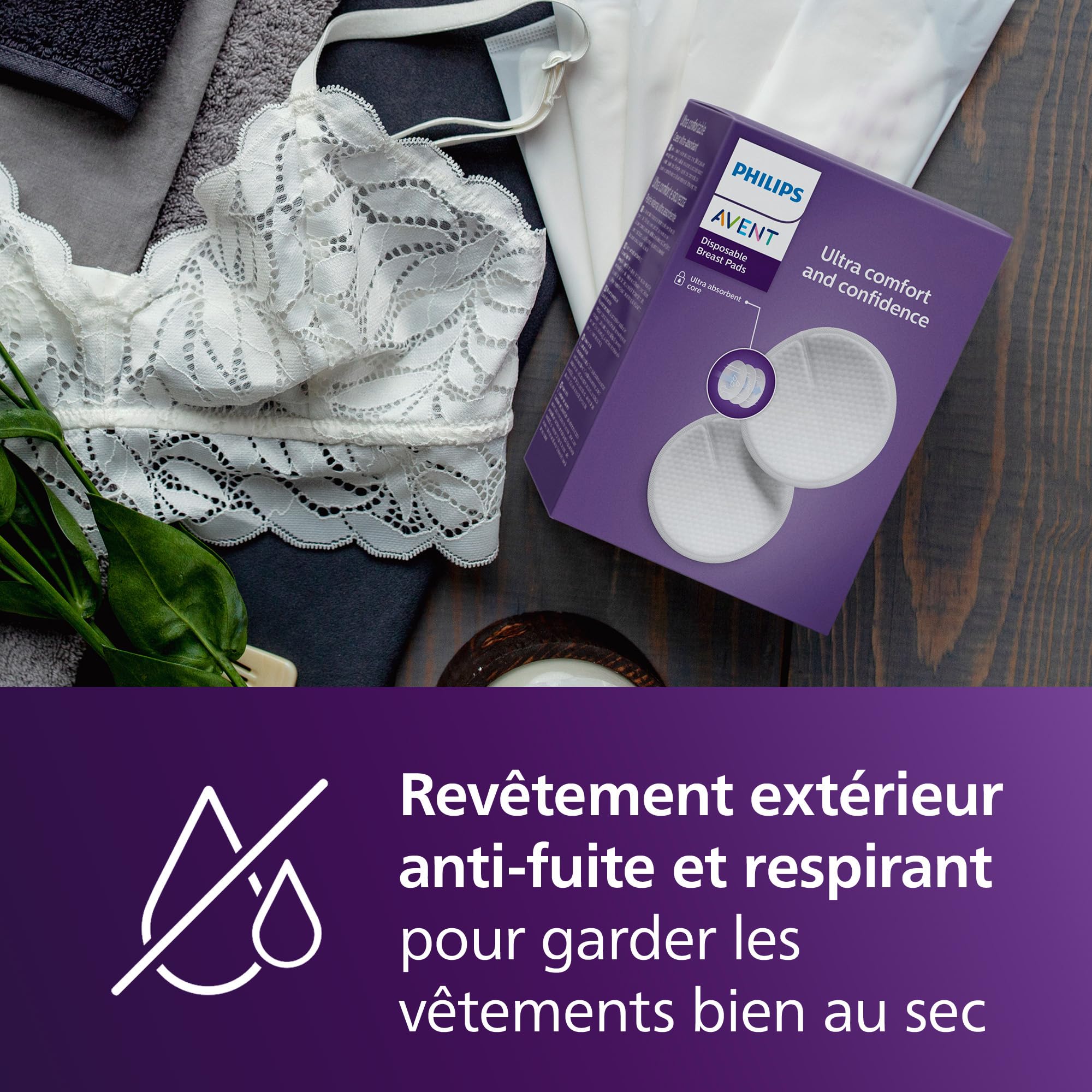 Philips Avent Coussinets d’allaitement jetables – absorption triple épaisseur, anti-fuites, texture alvéolée toucher douceur, ultra-fins et discrets, emballage individuel, 24 pièces, SCF254/24