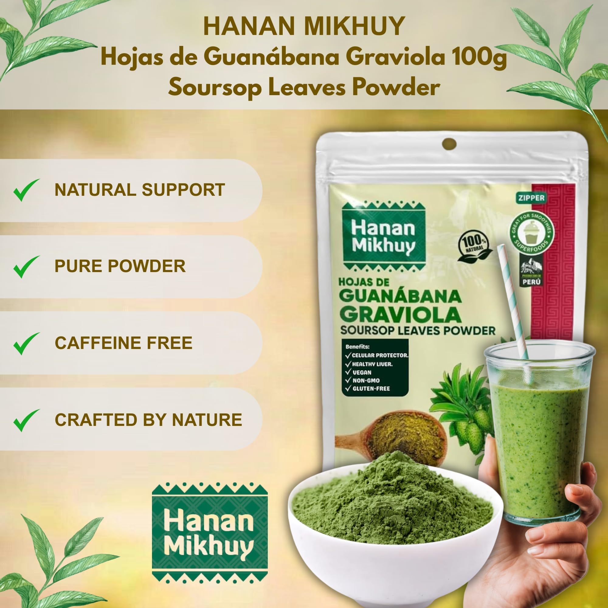 Amazon.com: HANAN MIKHUY Hojas de Guanábana 100g - 100% Natural