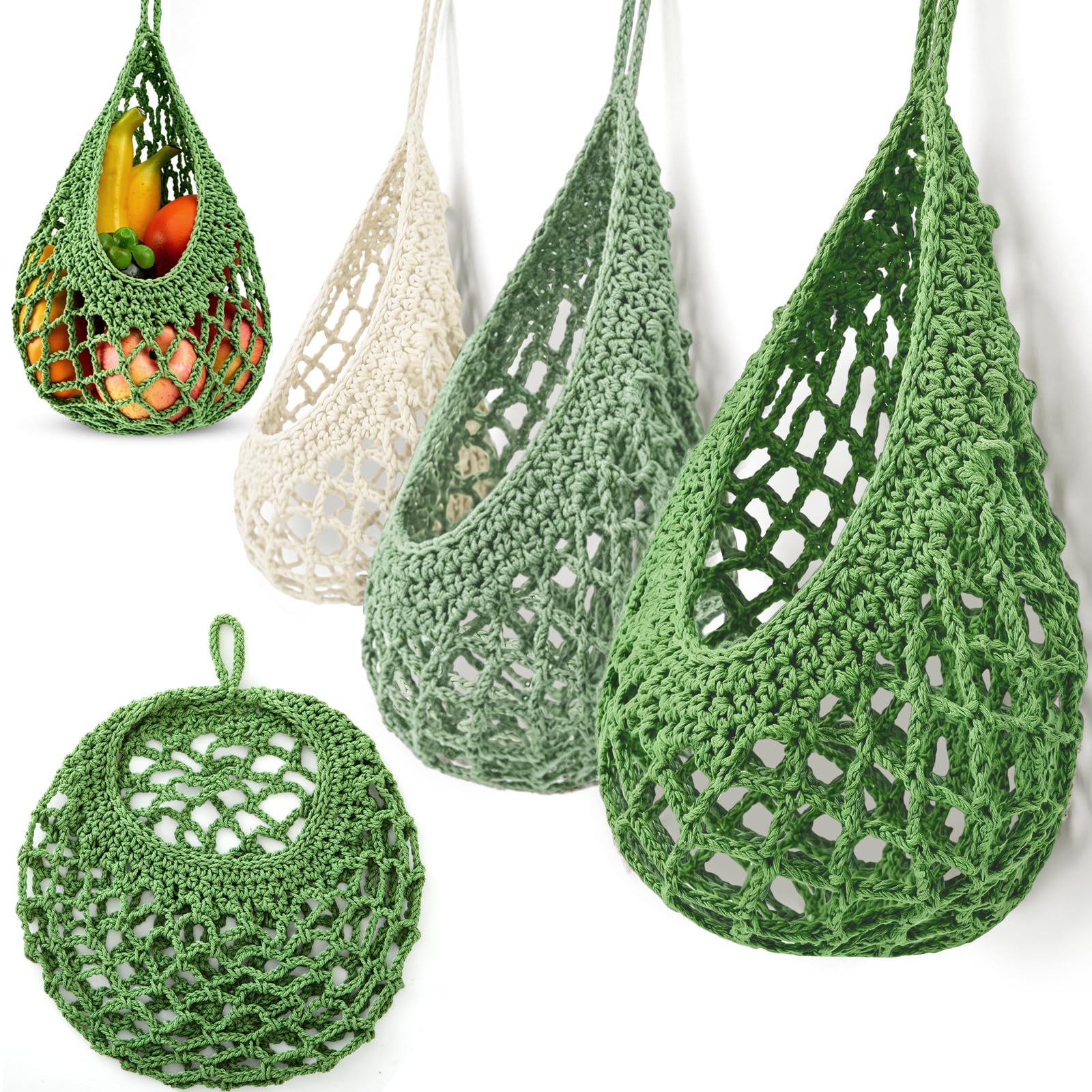 Honeydak 3 Hanging Baskets, Sage Green Mix, Open Mesh Teardrop