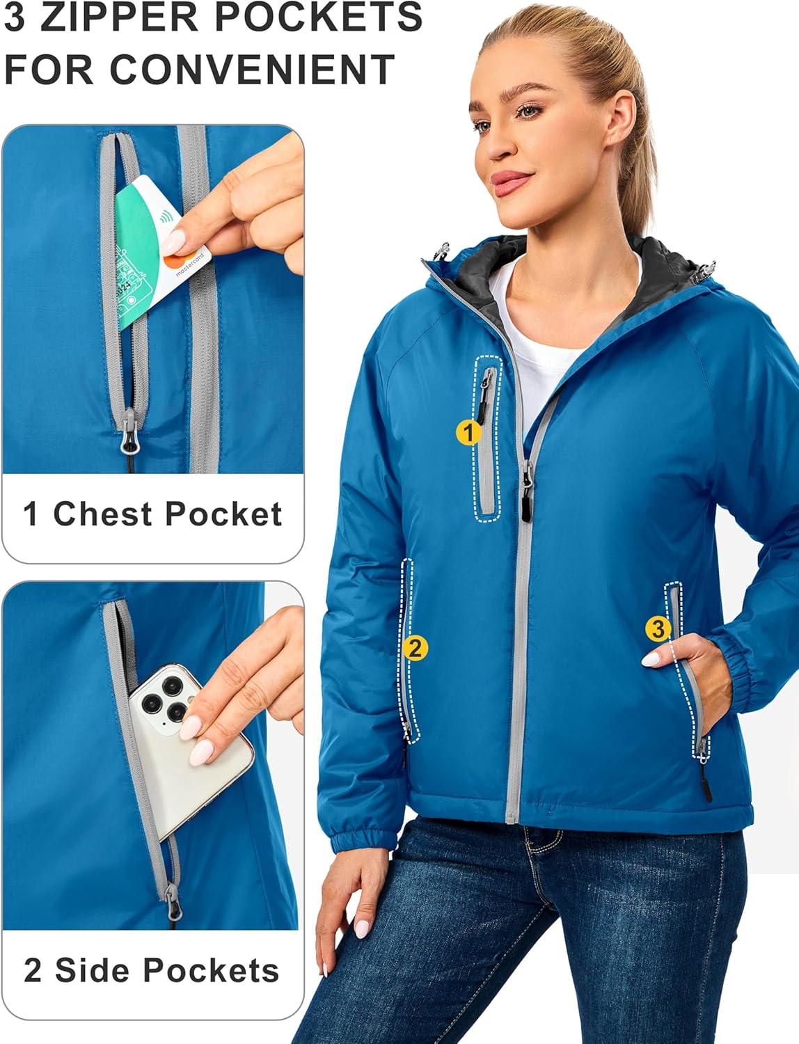 Little Donkey Andy Women's Insulated Winter Jacket Lightweight Waterproof Coat with Hood for Hiking Walking Travel - Image 6