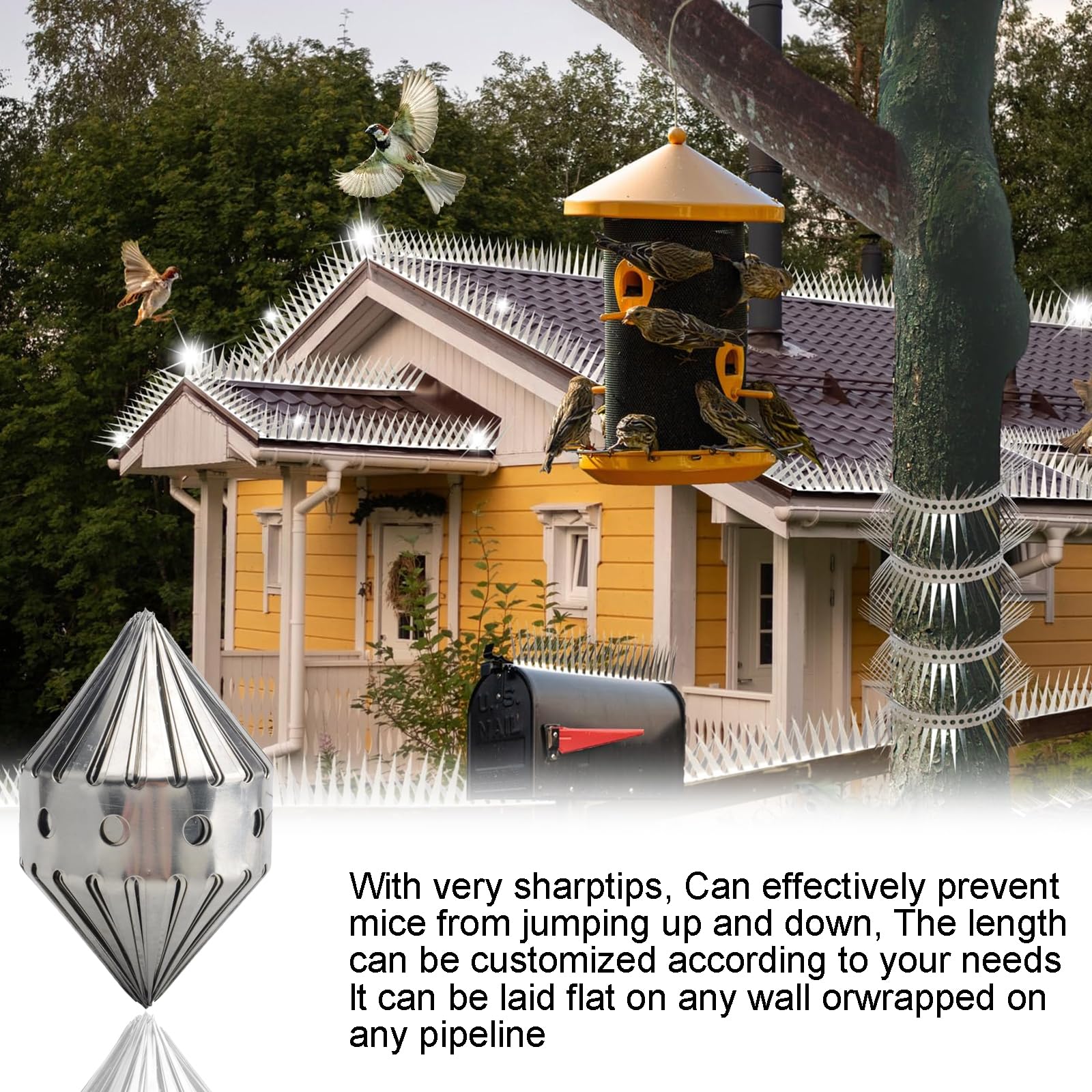 Barrière Grimpeur Acier Inoxydable Ceinture Anti-Chats GARDIGO - Lot De 2 - Pour Arbres Et Tuyaux - Acier Inoxydable - 74cm Protection Arbres Chats Martres Acier Inoxydable