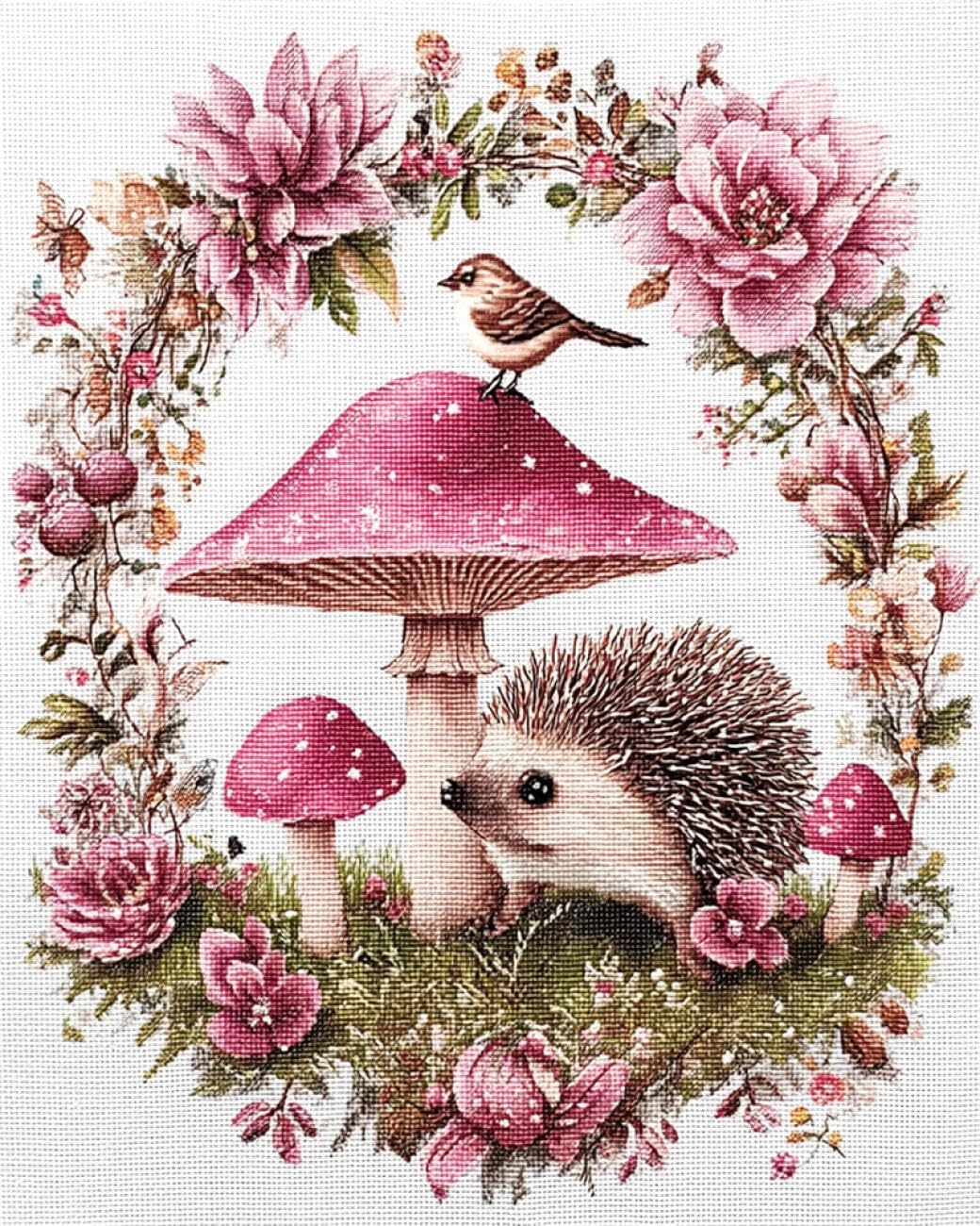 AMBATTERY Animal Latch Hook Kitshedgehogs and Flowers Latch Hook Rug Kits for Adults and Beginner DIY Needlework Crocheting Carpet Kit with Color Preprinted Pattern 33x45in