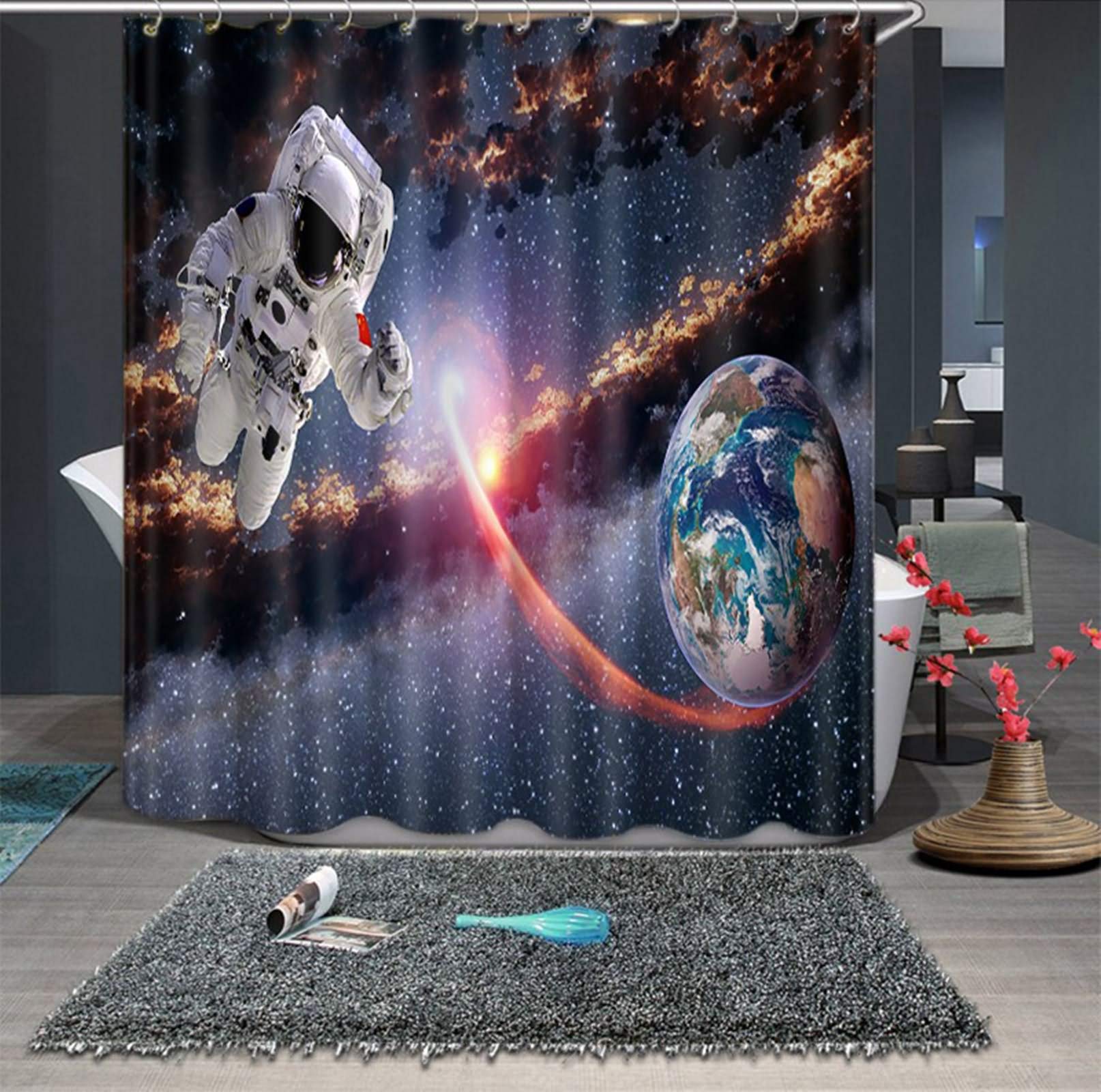 Rideau de douche japonais espace pour salle de bain enfant et geek