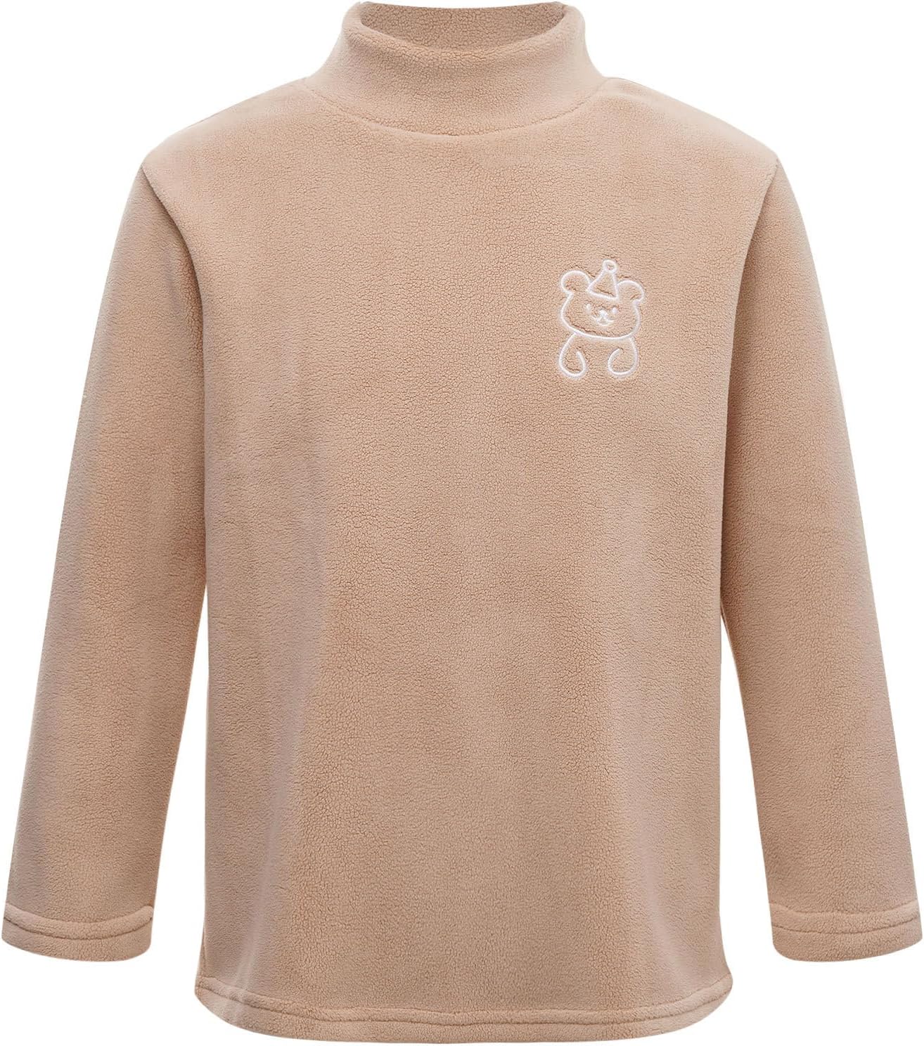 Children Boys Girls Thermal Underwear Top Bear Embroidery Long Sleeve Mock Neck T-Shirt Winter Base Layer Shirt