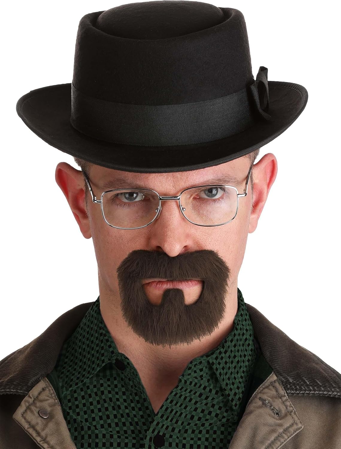 Breaking Bad Walter White Costume Kit for Men - Heisenberg Hat, Glasses & Goatee Set - TV Show Cosplay Outfit