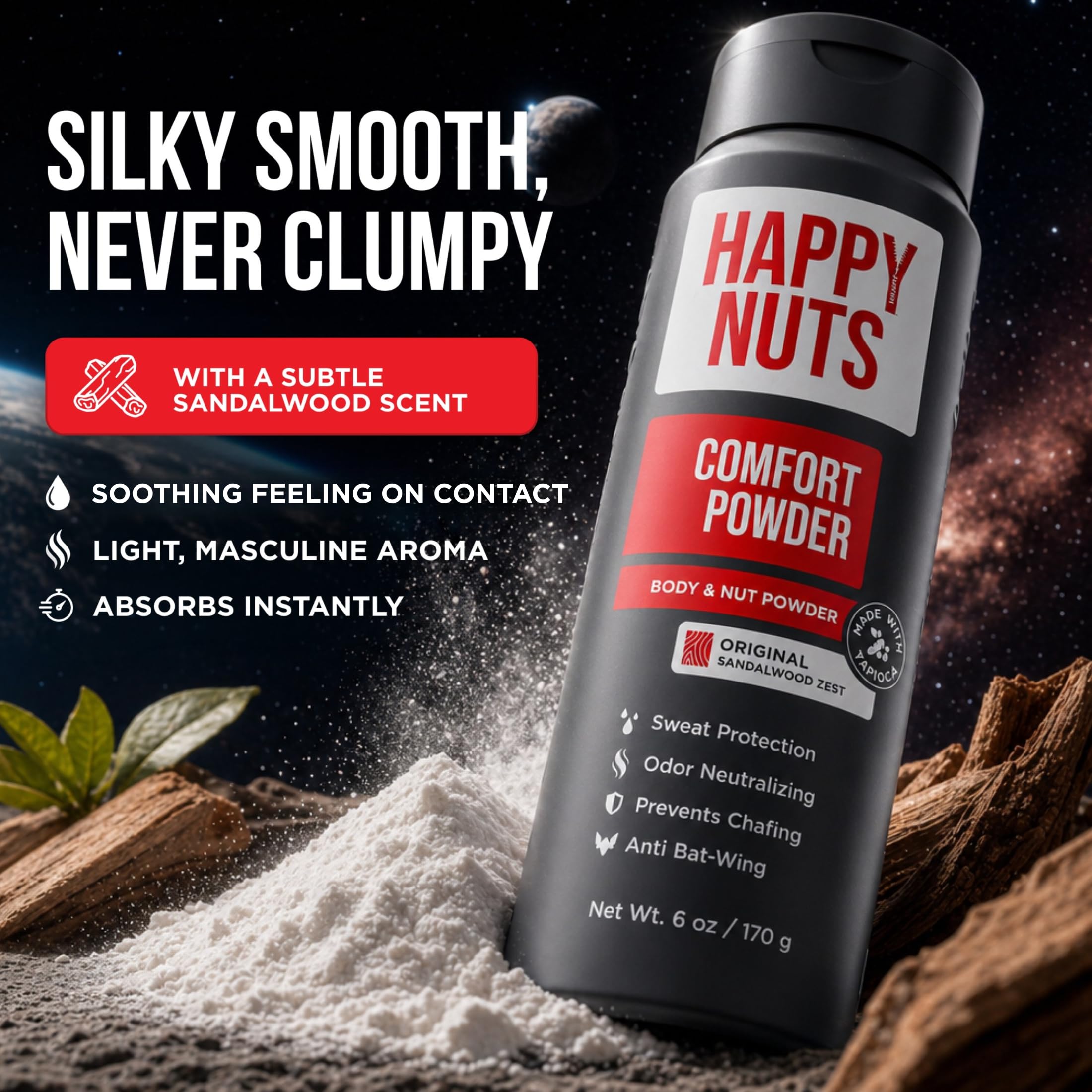 Amazon.com : HAPPY NUTS Comfort Powder Deodorant For Men: Anti