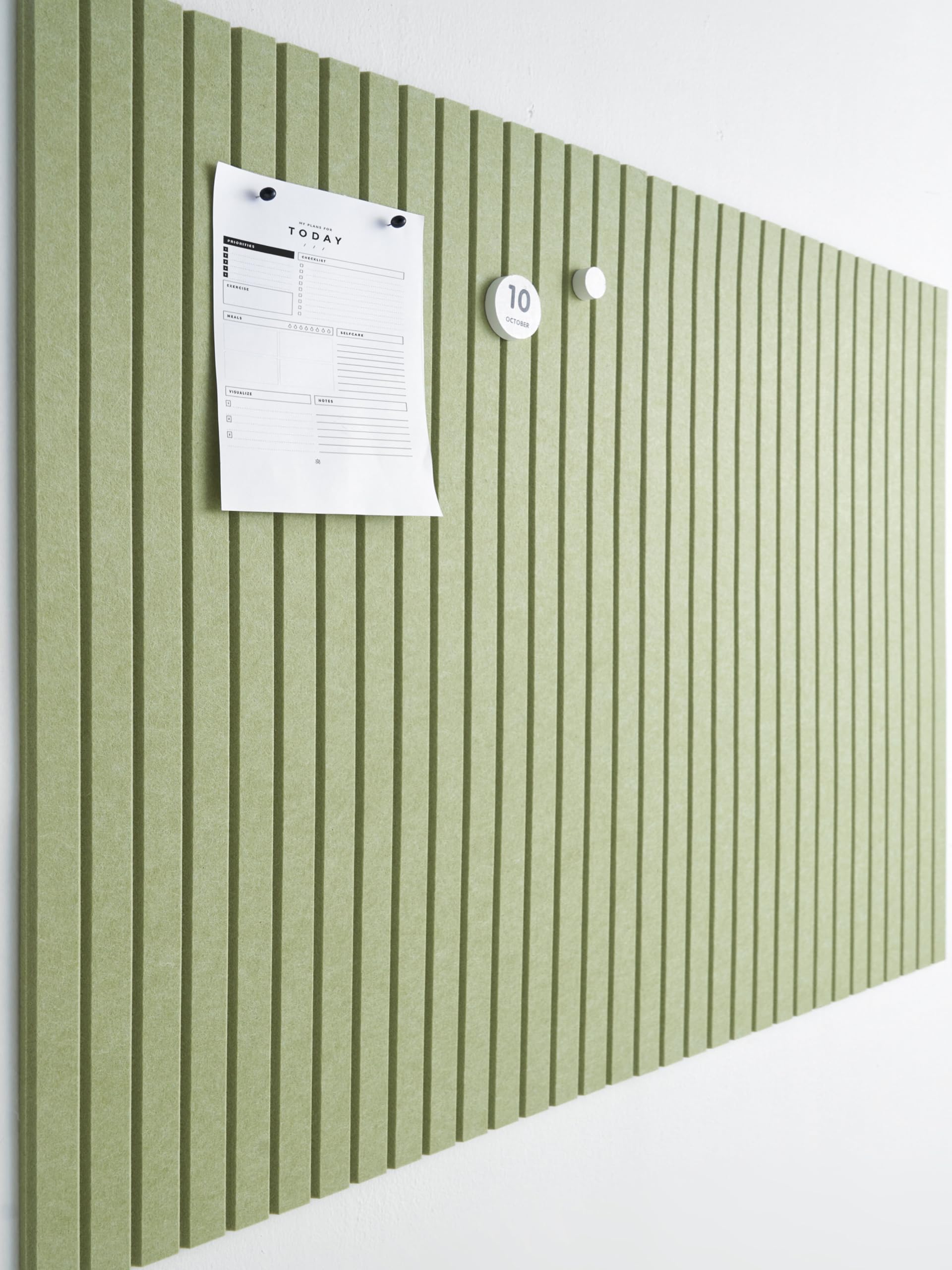 VIVELDA Large Cork Boards for Walls Felt Board Alternative - Slat Wall Paneling, Felt Bulletin Board Tiles for Office Decor, Push pin Board Office Wall Organizer -12-Pack (Black): Avocado