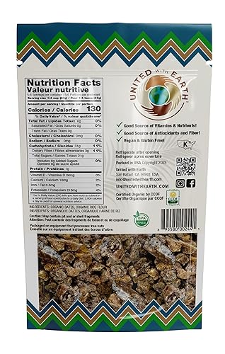 Miniatura 2 de United With Earth Dátiles orgánicos picados  8oz (paquete de 2)  Sin OMG, sin gluten, vegano, paleo, certificado orgánico
