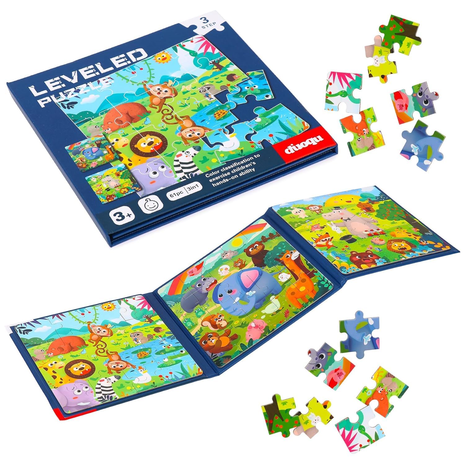 BLiSS HUES Animal 3 in 1-Magnetic Storys Jigsaw Puzzles for Kids-12-16-20 Piece Storys Puzzles Book for Toddlers-Travel Games, Preschool Educational Toys for 3-7 Year Old Boys and Girls-image-22