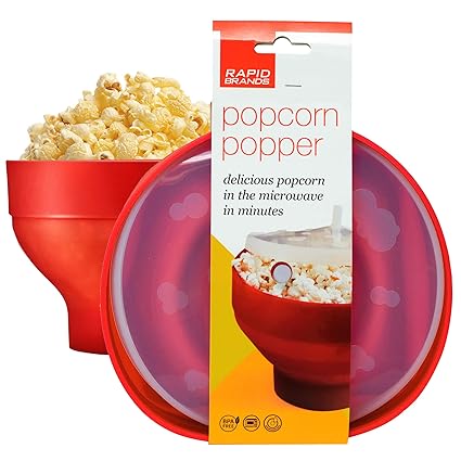 Rapid Silicone Popcorn Popper | Microwave Popcorn in 3 Minutes | Perfect for Dorm, Small Kitchen, or Office | Dishwasher-Safe, Microwaveable, BPA-Free