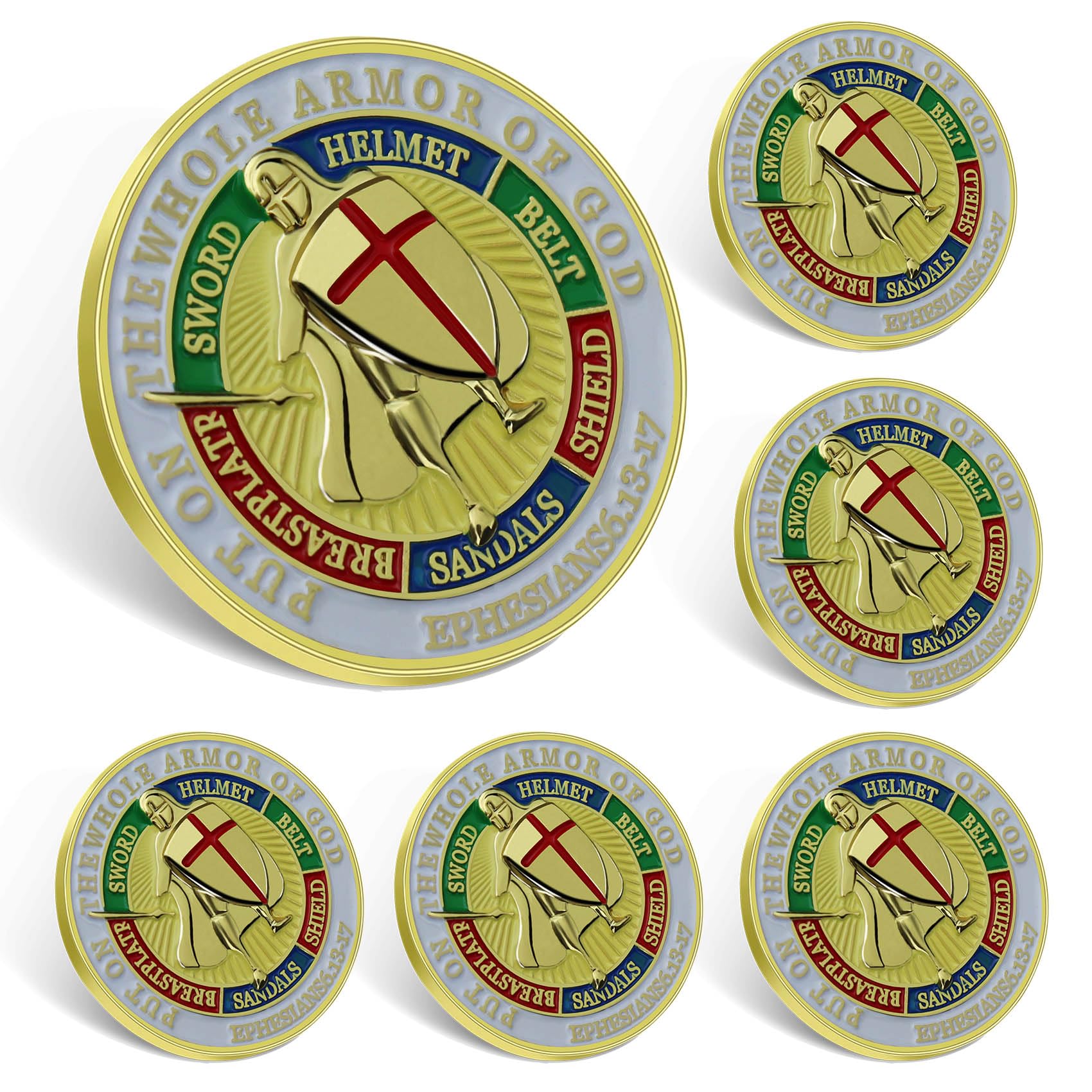 6/12/50/100PacK Put On The Whole Armor Of God Pins Bulk 1.2Inch-Ephesians 6 13-17