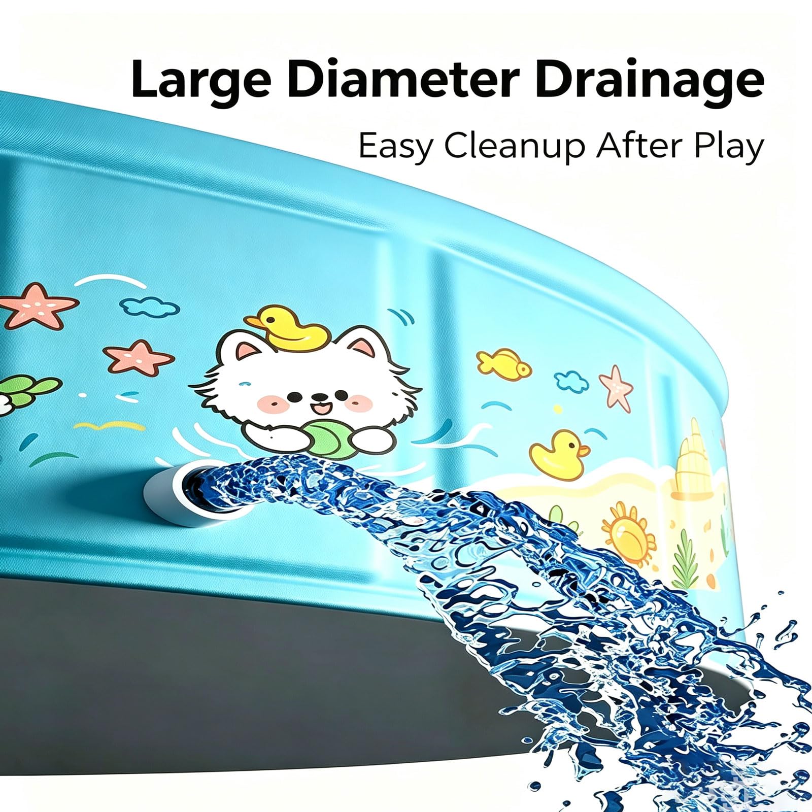Piscina Pieghevole Non Gonfiabile 120*45cm Piscina Pieghevole Per Esterni in PVC Vasca Portatile Interattiva Piscina per Cani Antiscivolo con Scarico Per Adulti Famiglia Giardino Patio Spiaggia