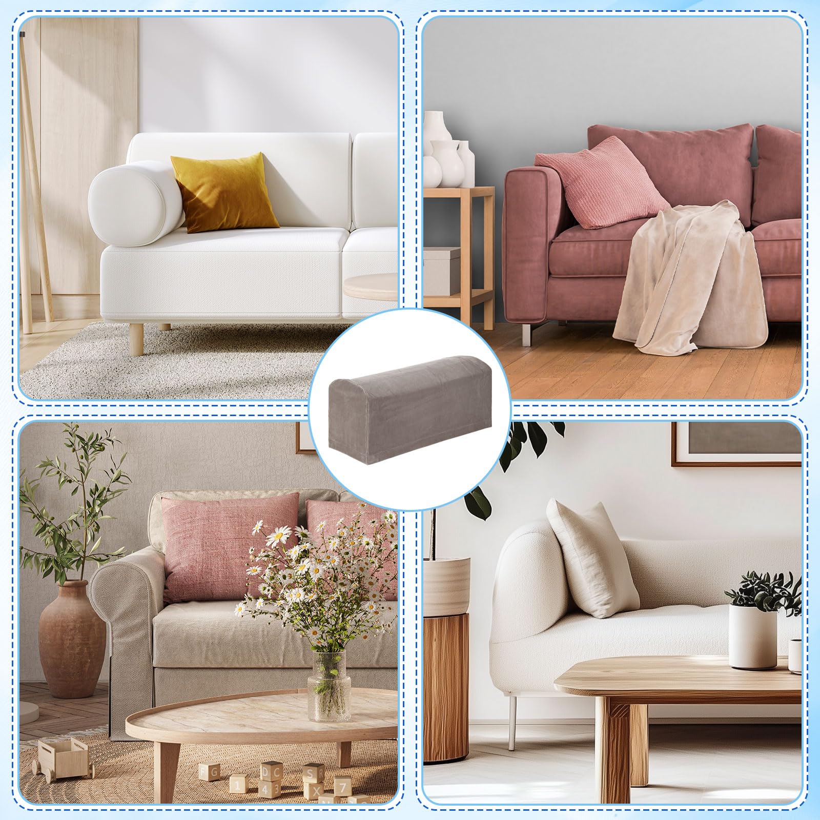 QUARKZMAN 2 Stück Armlehnenschoner Sofa, Armlehnenbezug für Armlehnen weiche Armlehnenkissen Zuhause Büro Elbow Discomfort - Taupe