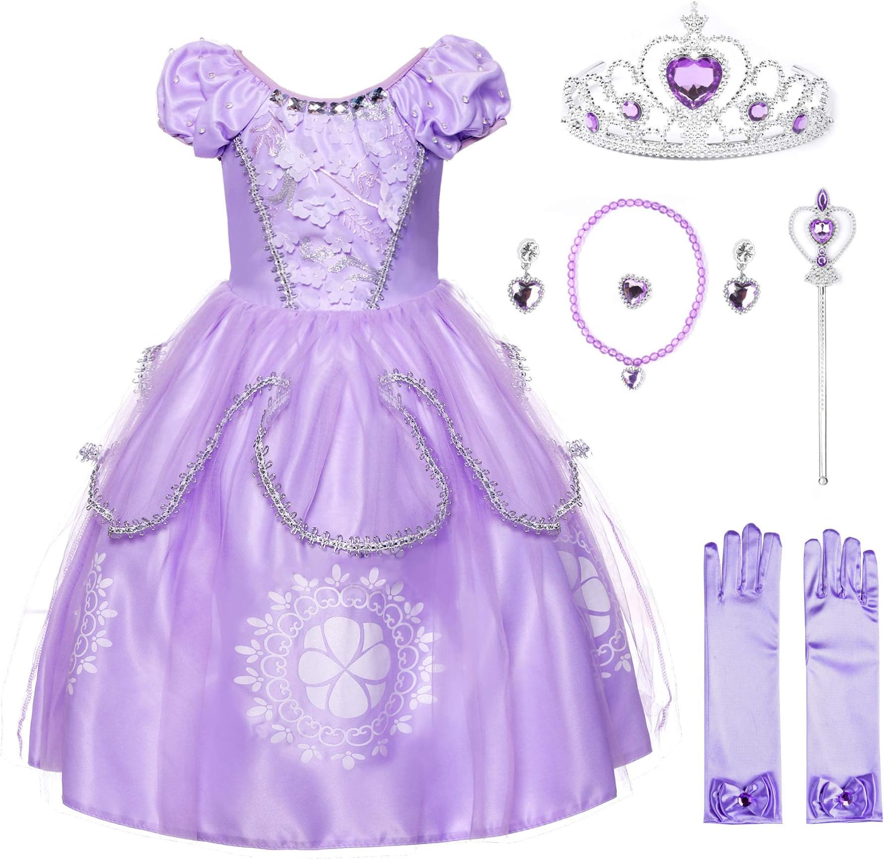 Girls Princess Costume Floor Length Birthday Party Dress up