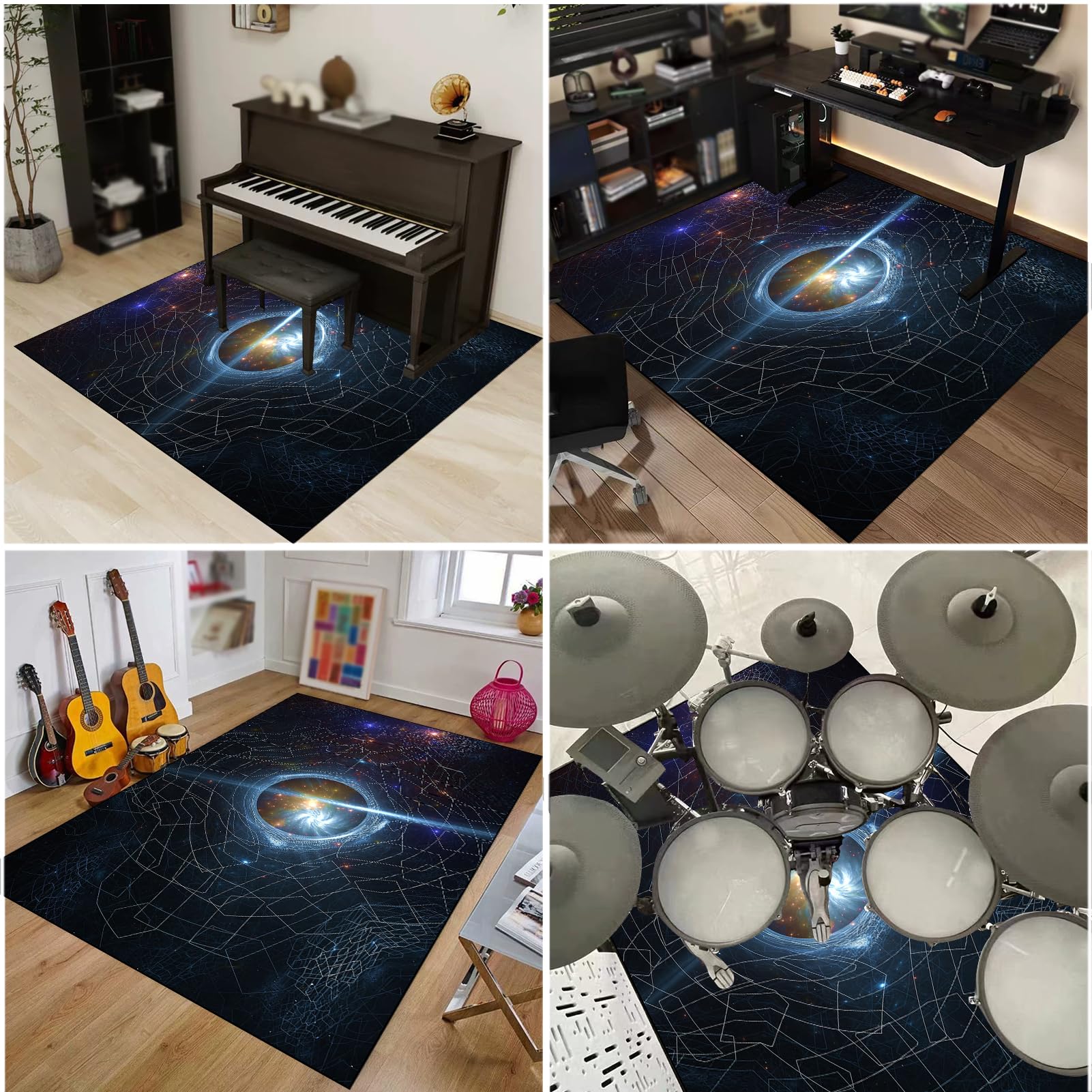 Dywaniki z baterią akustyczną Dywan bębnowy do zestawów perkusyjnych elektronicznych bębnów i innych instrumentów muzycznych antypoślizgowe maty bębnowe mata bębnowa mata na baterie 140 x 90