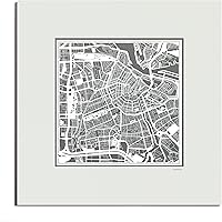 Vista 9 de O3 Design Studio Mapa de corte de papel Madrid negro mate de 20 x 20 pulgadas