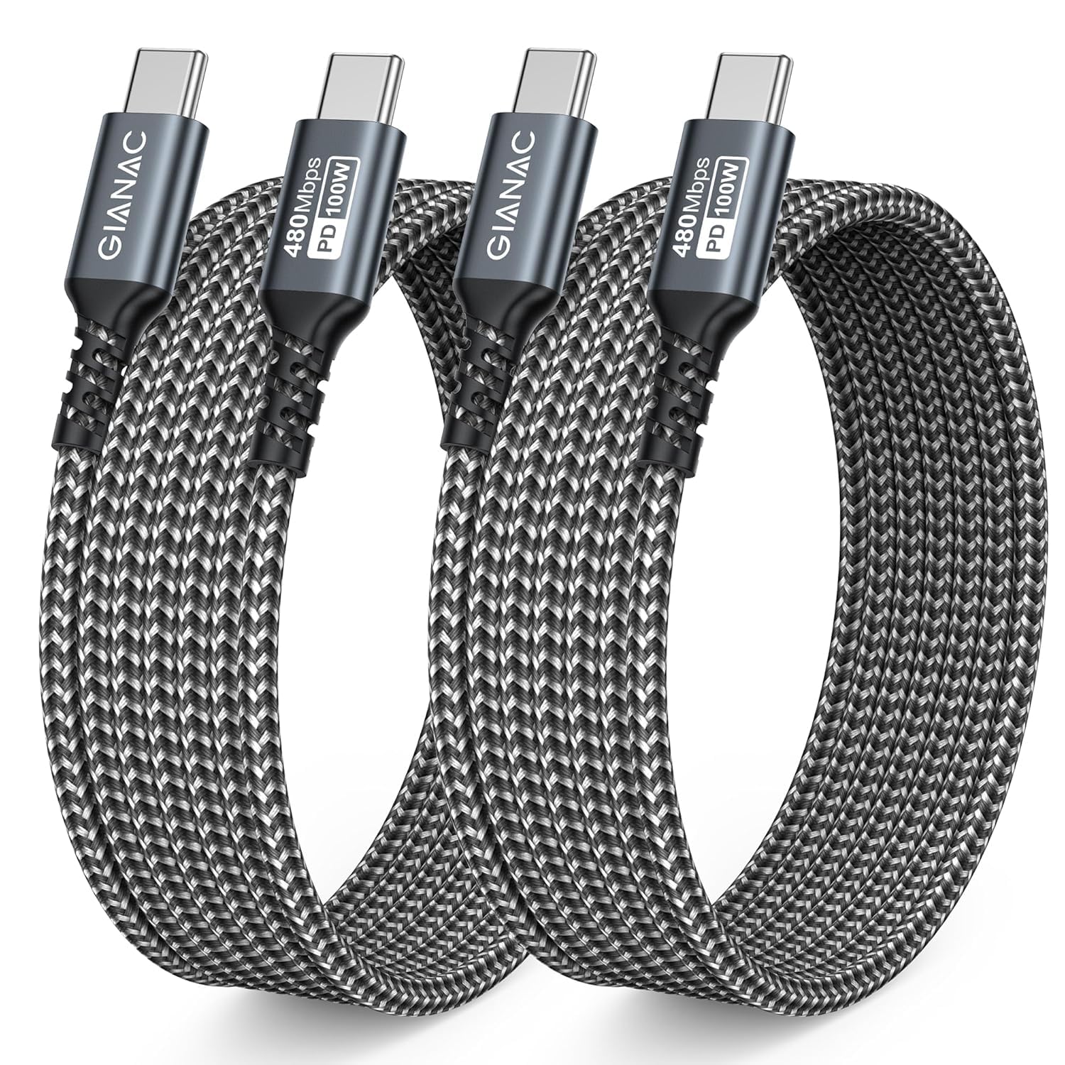 GIANAC 100W USB C auf USB C Kabel [2 Stück 3M] Schnellladekabel USB C PD 5A/100W USB C Ladekabel mit E-Mark Chip für iPhone 15 Pro Macbook Pro iPad Pro,Samsung Galaxy S23 S22 S21 usw