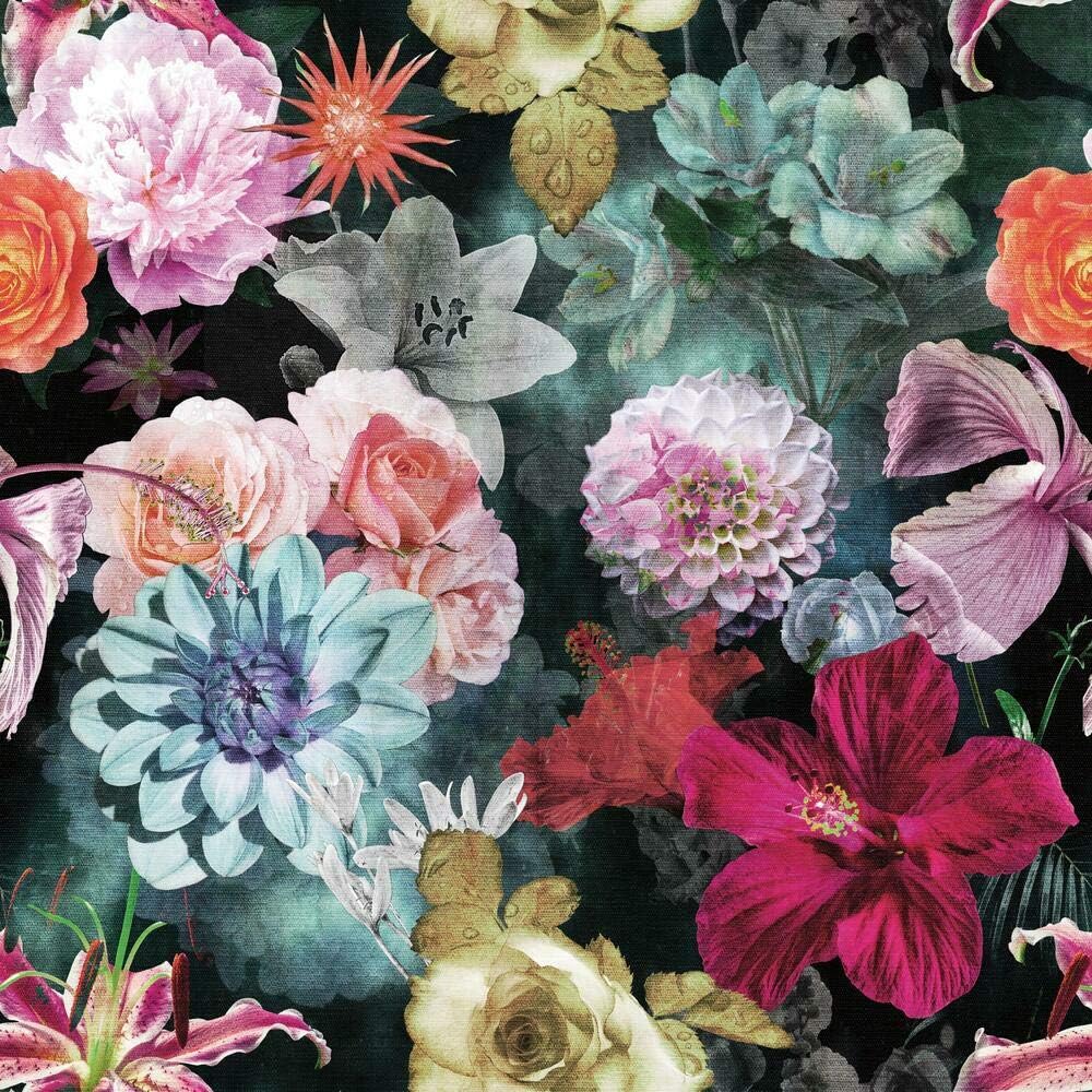 RoomMates RMK11717RL Red and Blue Vintage Floral Blooms Peel and Stick Wallpaper