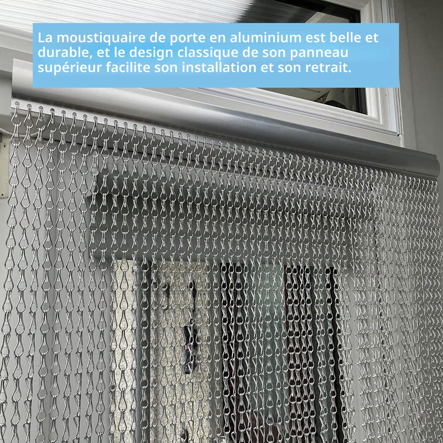 Store à Enrouleur en Aluminium 90 × 200 cm, Anti-Mouches et Anti-Insectes, pour Portes et fenêtres, décoration d'intérieur, Couleur Argent