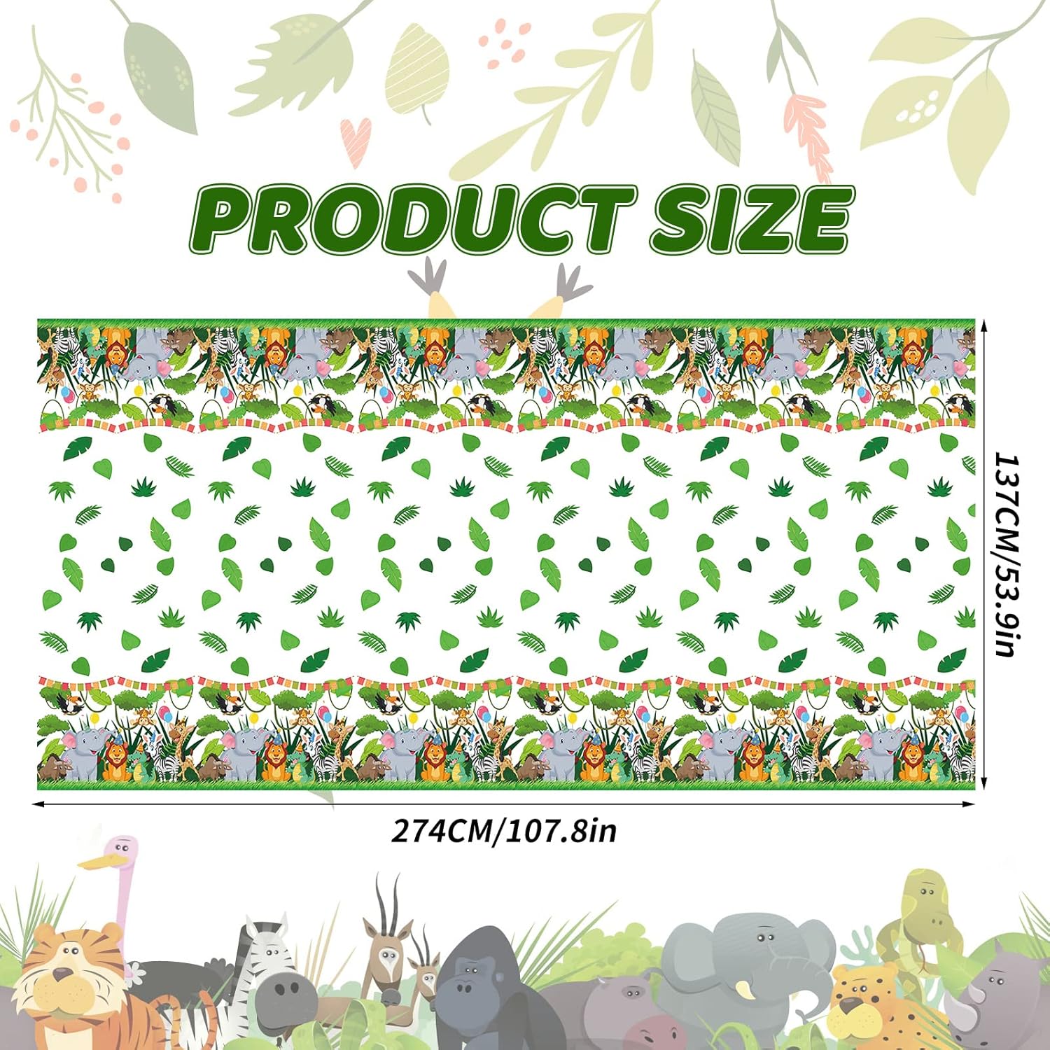 Jungle Table Cloth, Jungle Animal Table Cloth, Jungle Theme Tablecloth