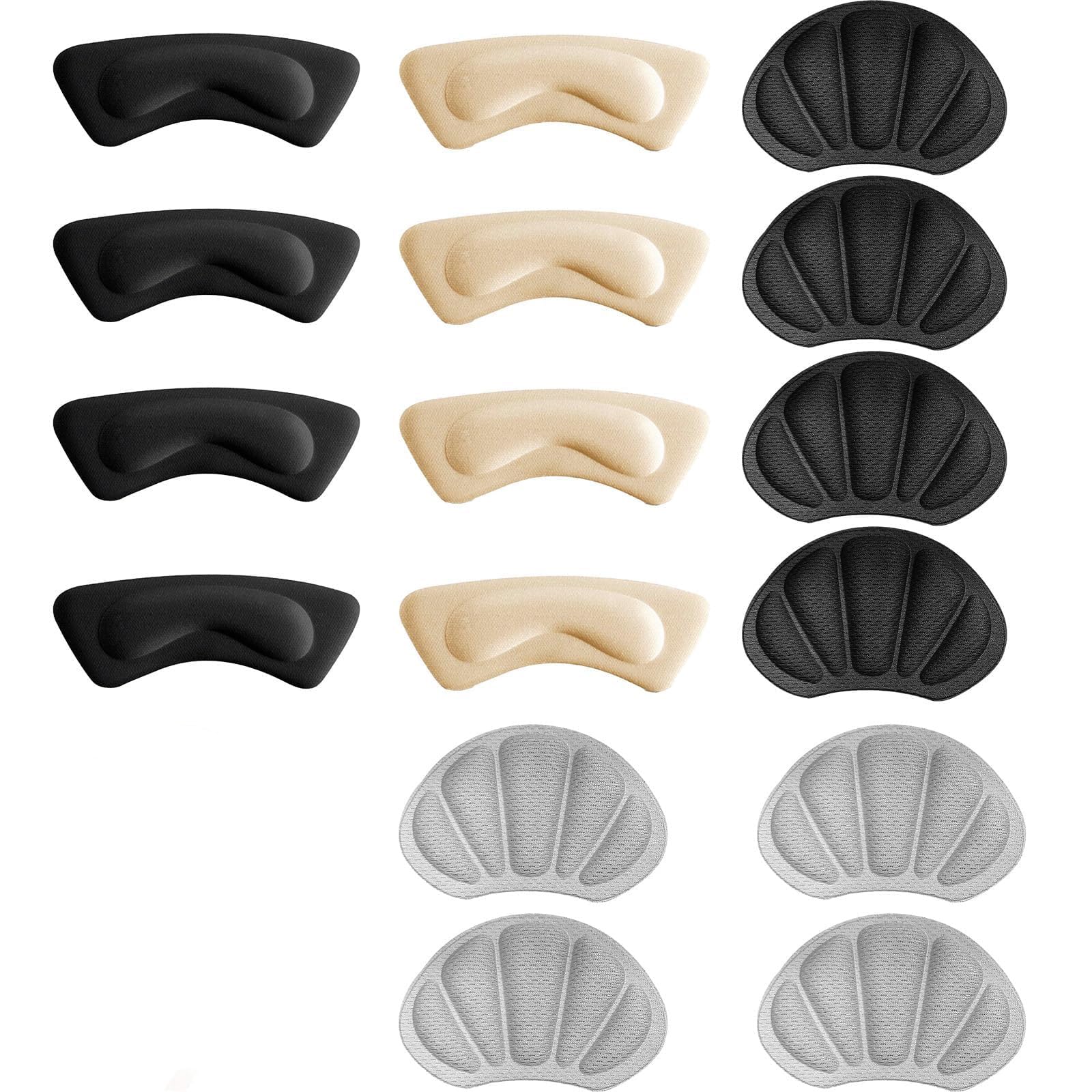 8 Pares Almohadillas para Talón, Almohadillas Autoadhesivas Antirrozadura, Evitan que los Talones Rocen y Resbalen, Ajustador de Talla, Rellenos para Zapatos Demasiado Grandes para Hombres y Mujeres