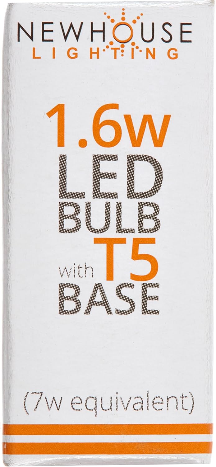 Newhouse Lighting T5 LED Bulb Halogen Replacement Lights, 1.6W (7W Equivalent), Wedge Base, 90 Lumens, 12V, 3000K