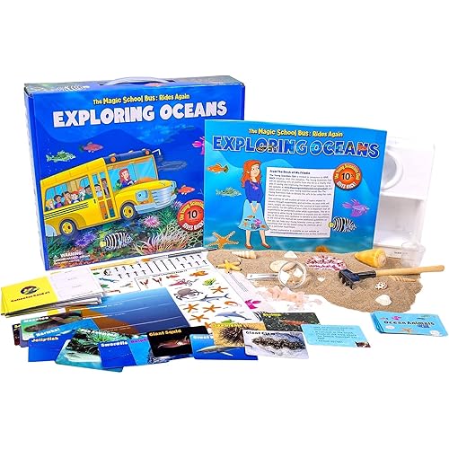 The Magic School Bus Rides Again: Exploring Oceans by Horizon Group USA, Homeschool STEM Kits for Kids, Includes Hands-On Educational Manual, Collector Cards, Sea Shells, Game Cards, Sea Salts & More
