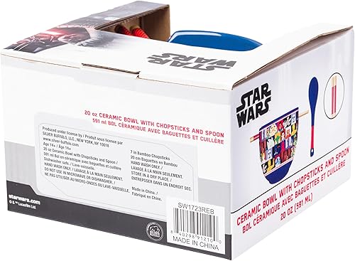 Miniatura 9 de Silver Buffalo Star Wars Characters - Tazón de arroz de cerámica con palillos y cuchara, apto para microondas, 20 onzas