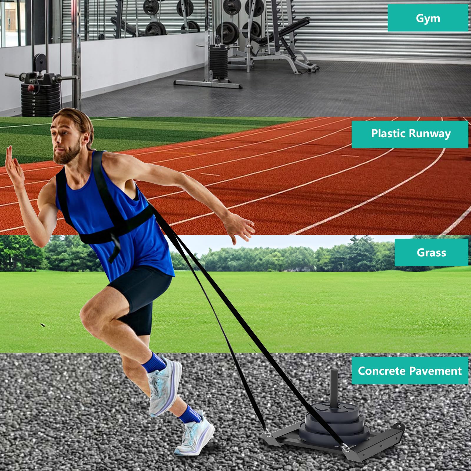 Moricher Traîneau de musculation pour l'entraînement, le fitness, la musculation, la vitesse pour améliorer la vitesse, l'exercice athlétique, convient pour les plaques de poids de 2,5 cm et 5,1 cm