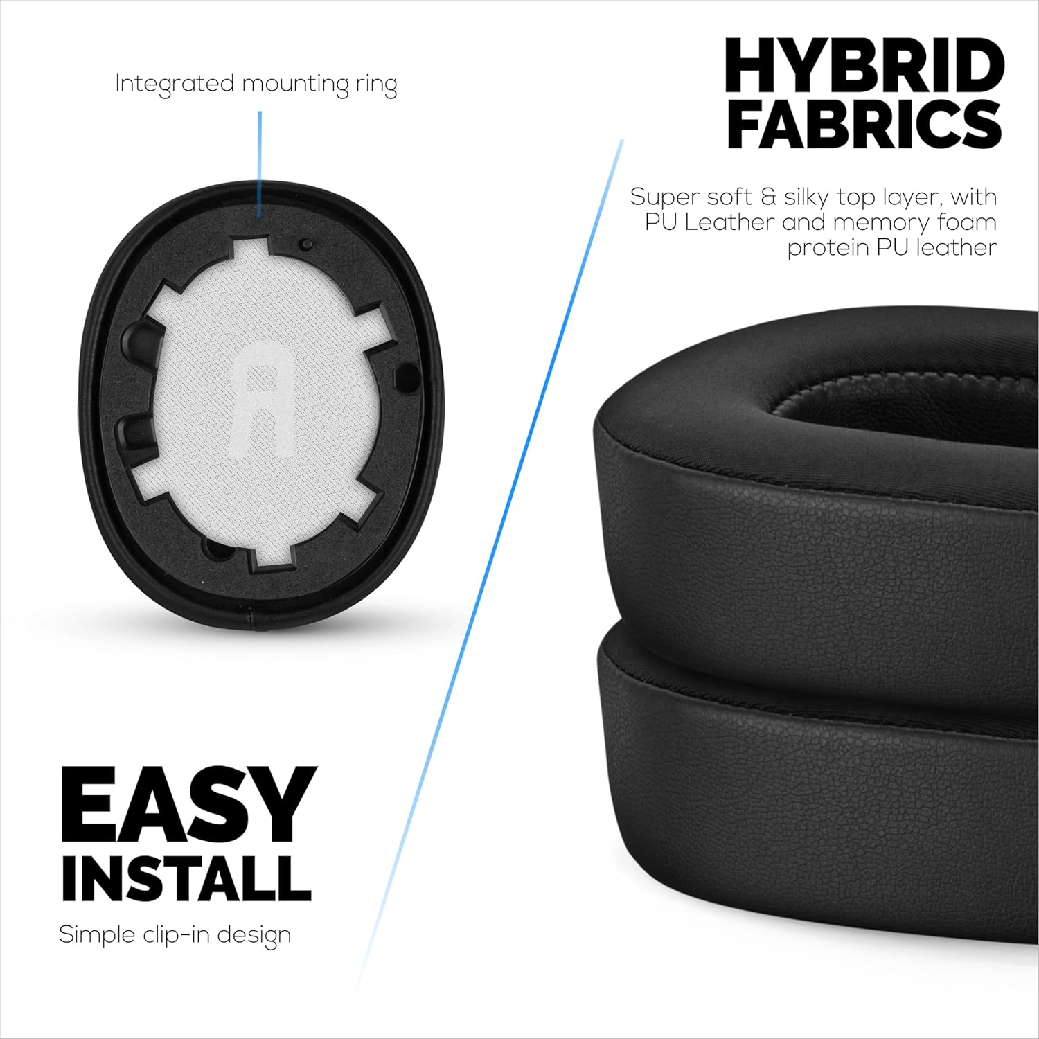 Hybrid Earpads for JBL Tune 750BT, Tune 760BTNC, Tune 700BTNC, Tune 700BT & Tune 750BTNC Headphones, Soft Cool Gel, Super Soft Fabric, PU Leather & Thicker Memory Foam, by Brainwavz