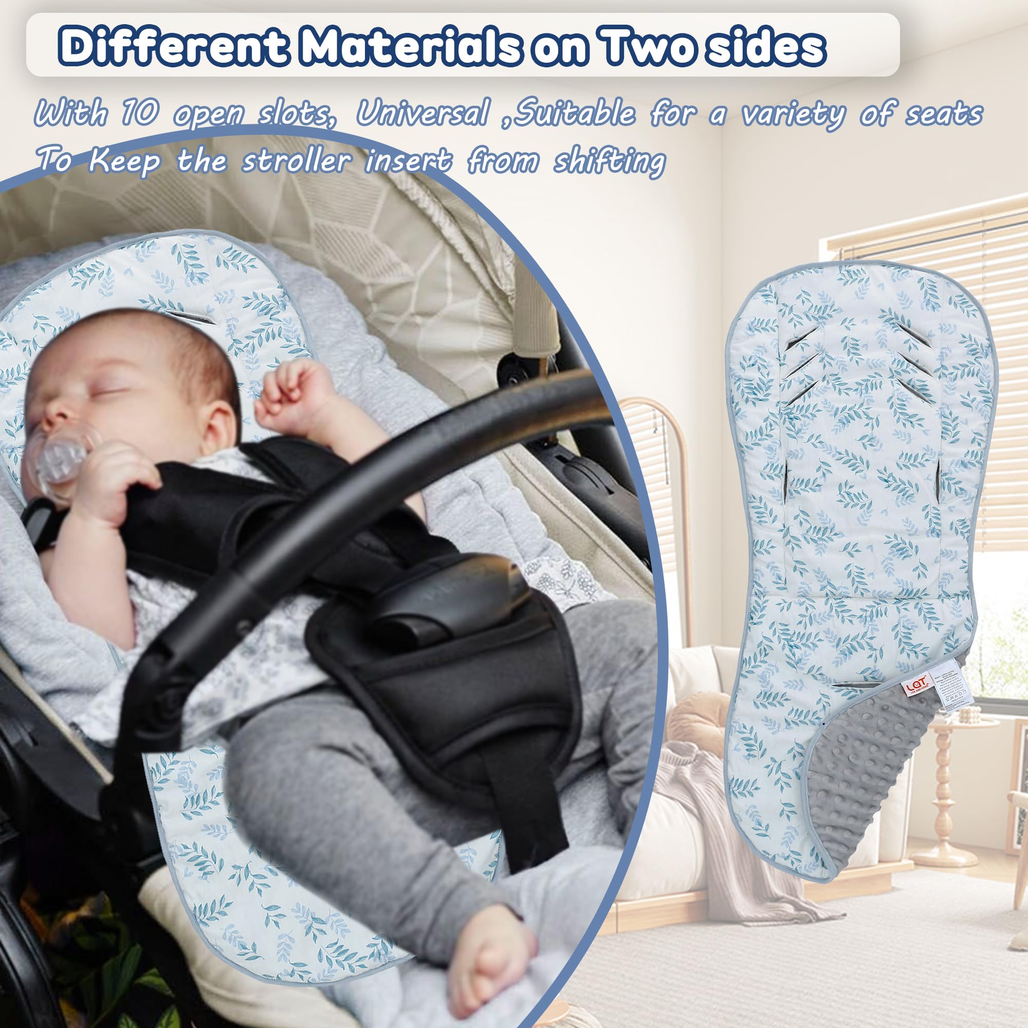 Baby Pushchair Seat Liners,Universal Double-Sided Pram Seat Liner,Baby Stroller Liner Pad Seat Cover Seat Cushion for Toddler Infant,Reversible for Pushchairs & Strollers,37x80cm (Pink Bows) - Image 3