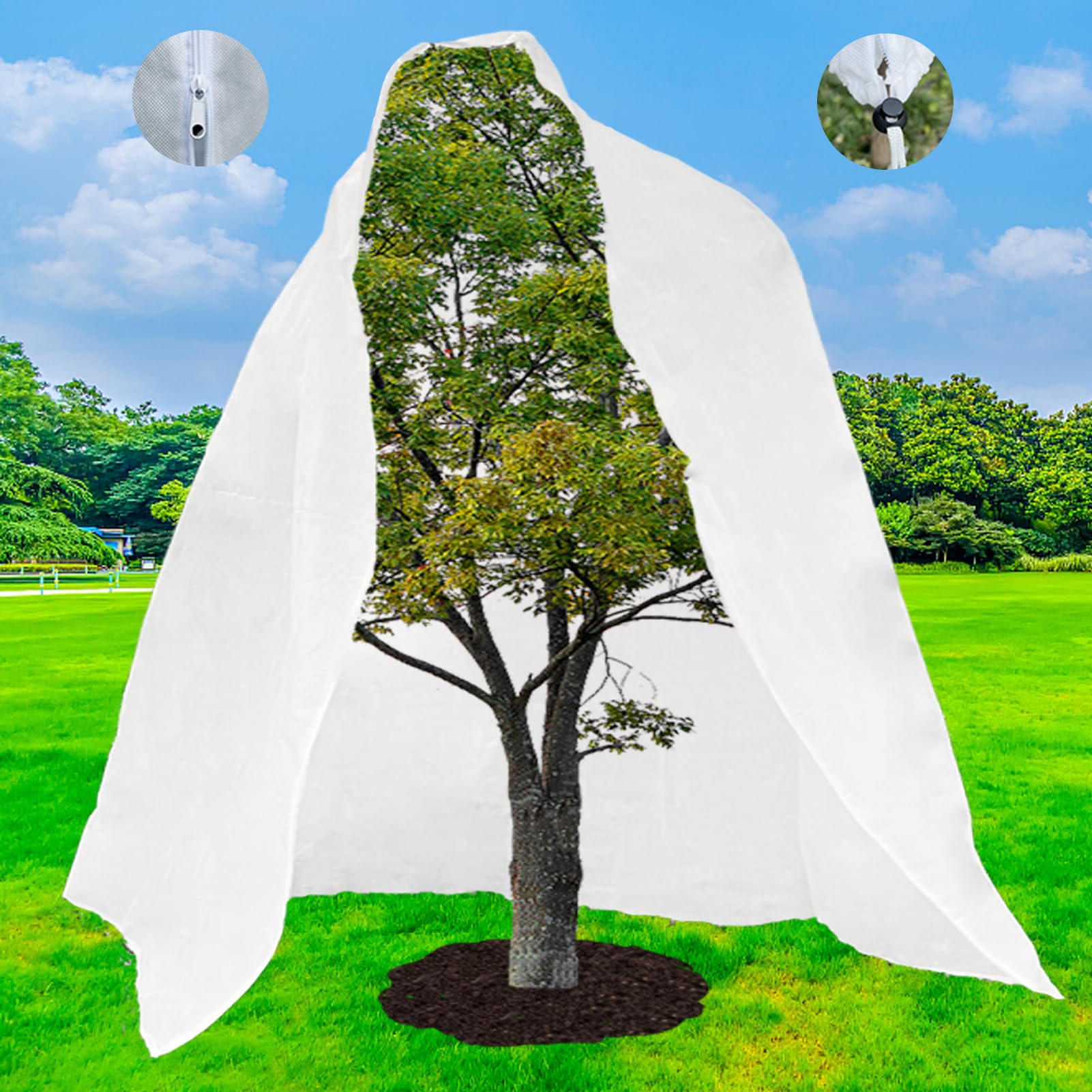 Plant Covers Freeze Protection, 79x95 inch Large Outdoor Winter Frost Cover Bags with Zipper and Drawstring for Cold Wind, 2.5oz/yd2 Thickness Reusable Warm Shrub Tree Jacket Blankets