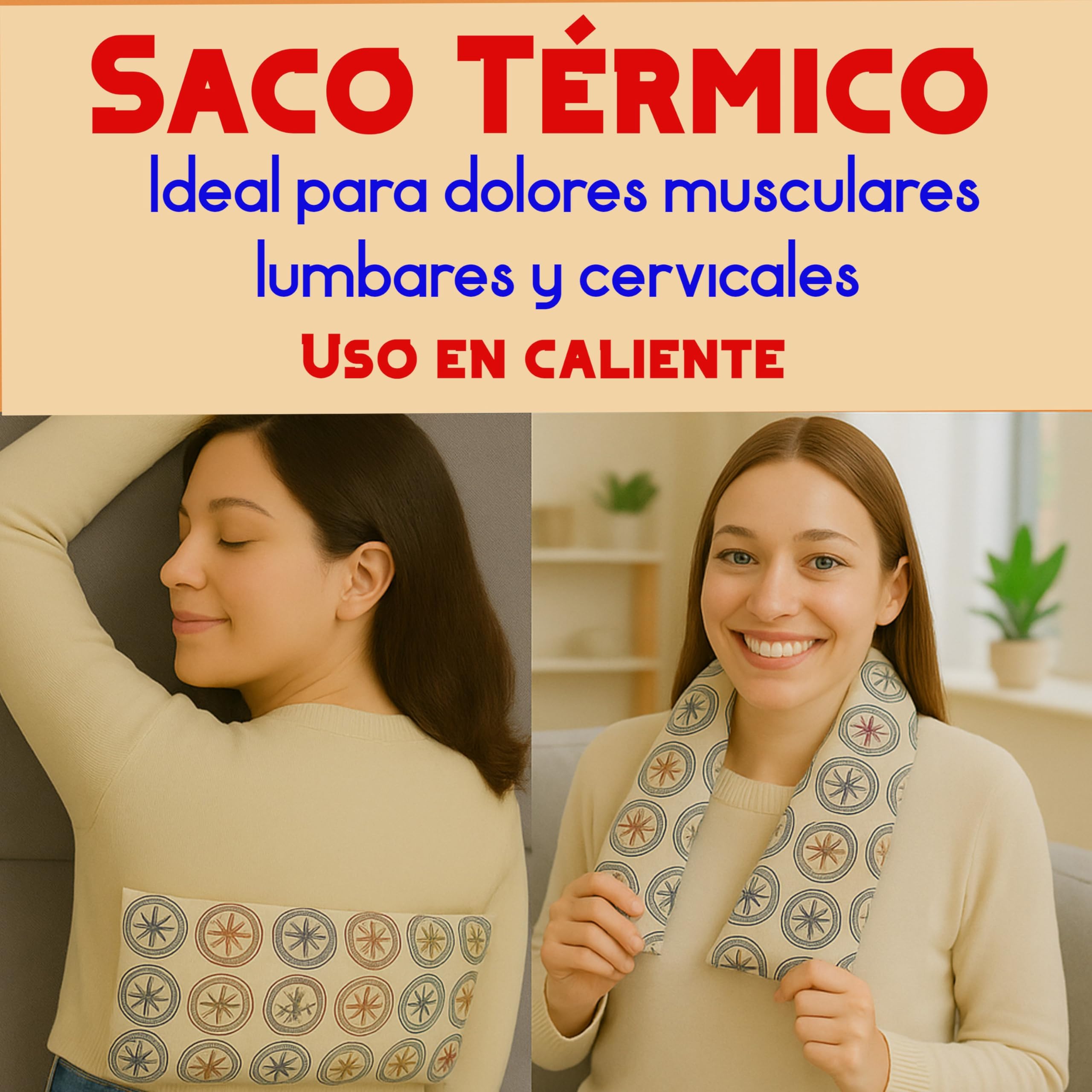 Saco Semillas Microondas 57x14 cm Con Funda Lavable - SSaquito Térmico Cervical con Lavanda–Bolsa Térmica de Calor y Frío–Saco Térmico para Cuello/Espalda-Almohadilla Térmica Dolor Menstrual