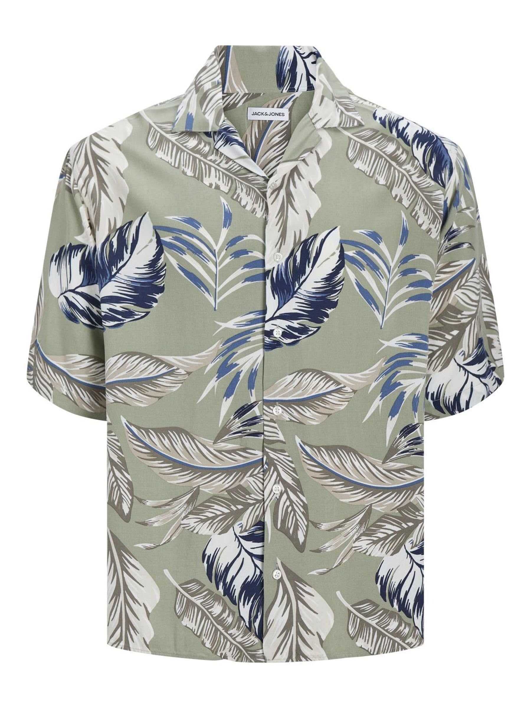 JACK & JONES Jjejeff AOP Resort Shirt Ss Sn, Oil Green, M