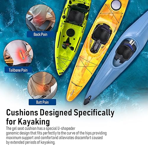 Miniatura 11 de Cojín de asiento de kayak, asiento de kayak de gel grueso antideslizante impermeable, almohadilla de goma portátil para remo de canoa para estadio