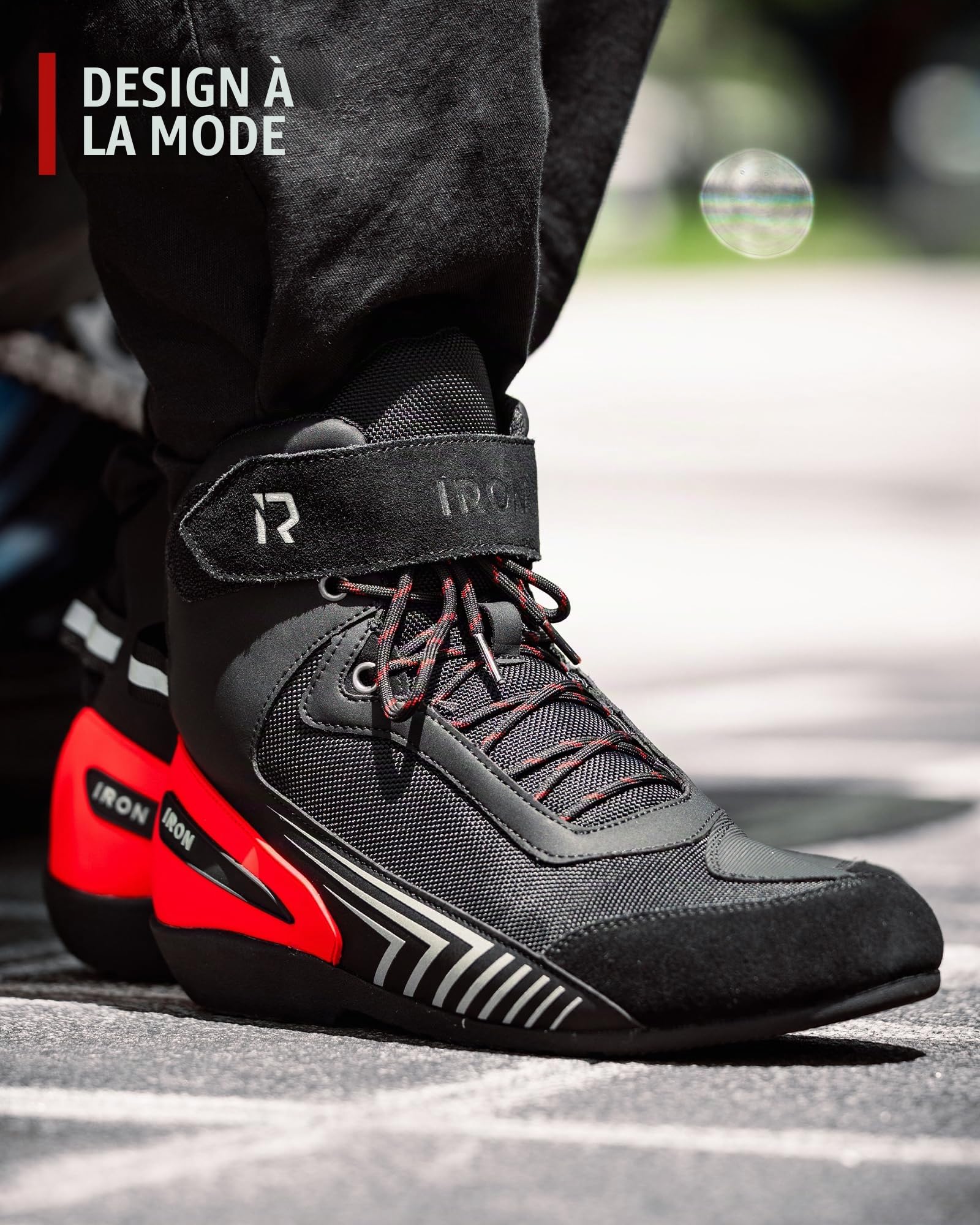 RIDEIRON Bottes Moto Hommes Chaussueres Motard Normes CE | Renforcées, Support de Cheville, Semelle Antidérapante