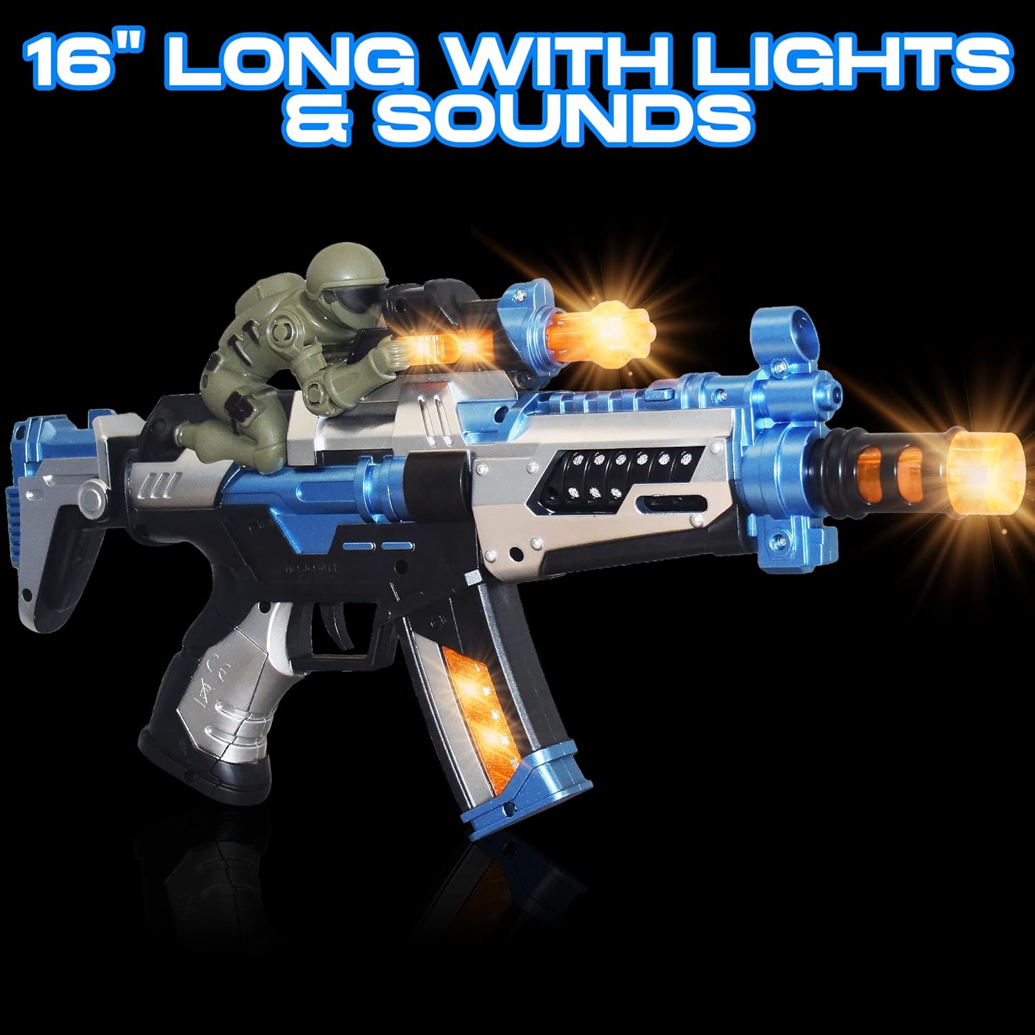 ArtCreativity FuryX Light Up Toy Gun for Kids with Vibrating Man - 16 Inch Blaster Gun with LED Lights, Sound Effects, and Vibration Feedback - Cool Toy Guns in Colorful Box, Toy Guns for Boys 4-6 - Image 2