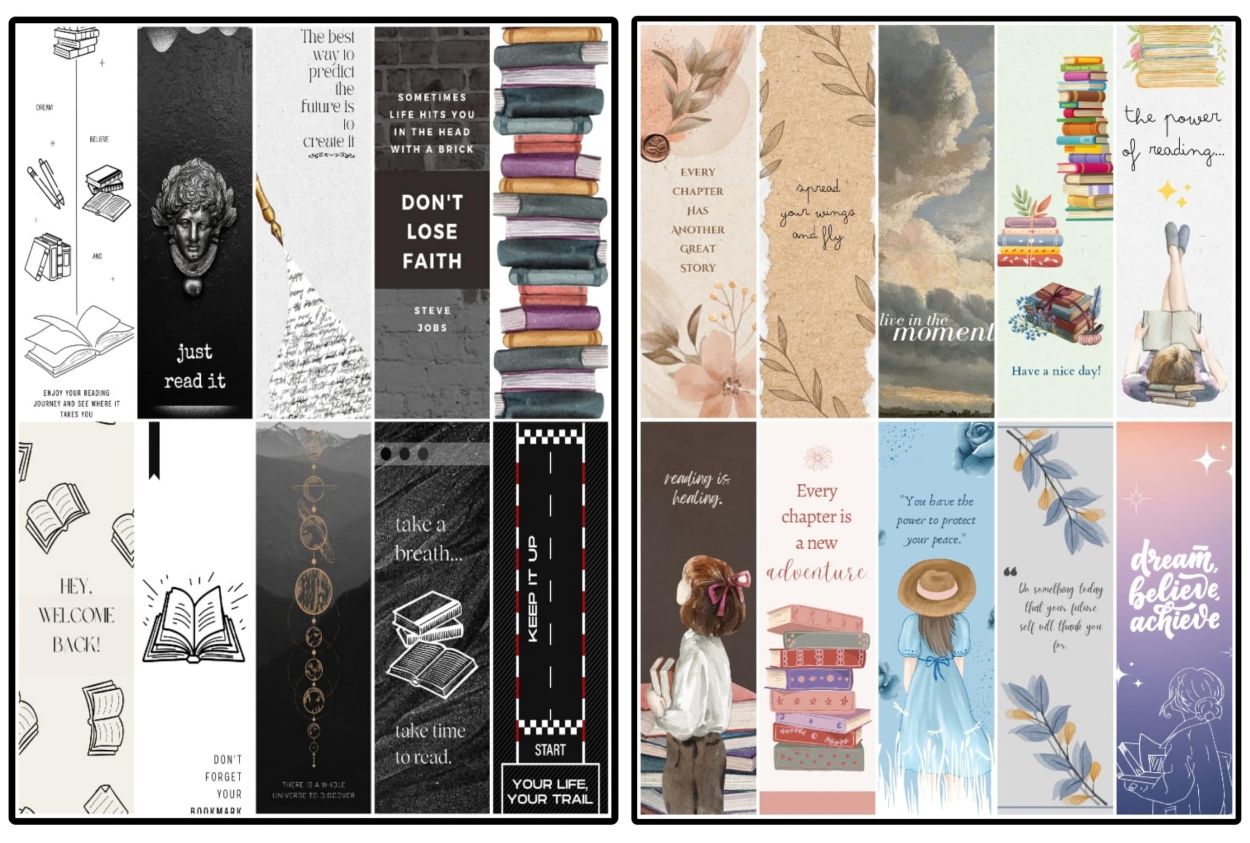 CJs Motivational Set of 10 & Black and White Bookmark Set of 10 with 2 Free Stickers.(What You See is What You Get) (B0CKY5NQSF) Amazon Price History, Amazon Price Tracker