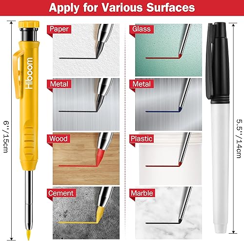 Miniatura 6 de Carpenter - Juego de herramientas de lápices para carpintería, 3 marcadores multiusos con agujero profundo, 3 sacapuntas mecánicos integrados con 12