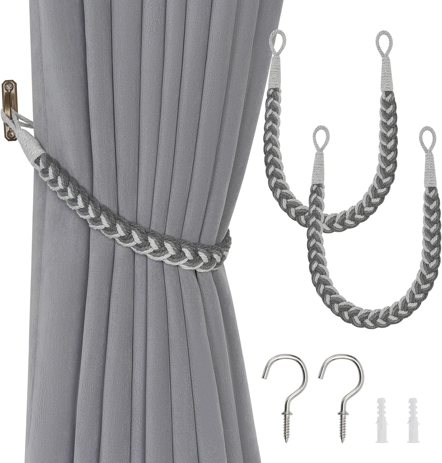 Amazon.com: NICEEC 2 Pack Natural Cotton Rope Curtain Tiebacks Elegant ...