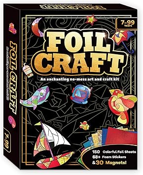 Yazhiji Foil Art Craft Kit for Kids Girls 4-8, No Mess DIY Magnet Art Set with Stickers, 150+ Foil Sheets, Creative Craft Activity Toy, Birthday Party Favor Gifts for Girls, Kids Art Supplies