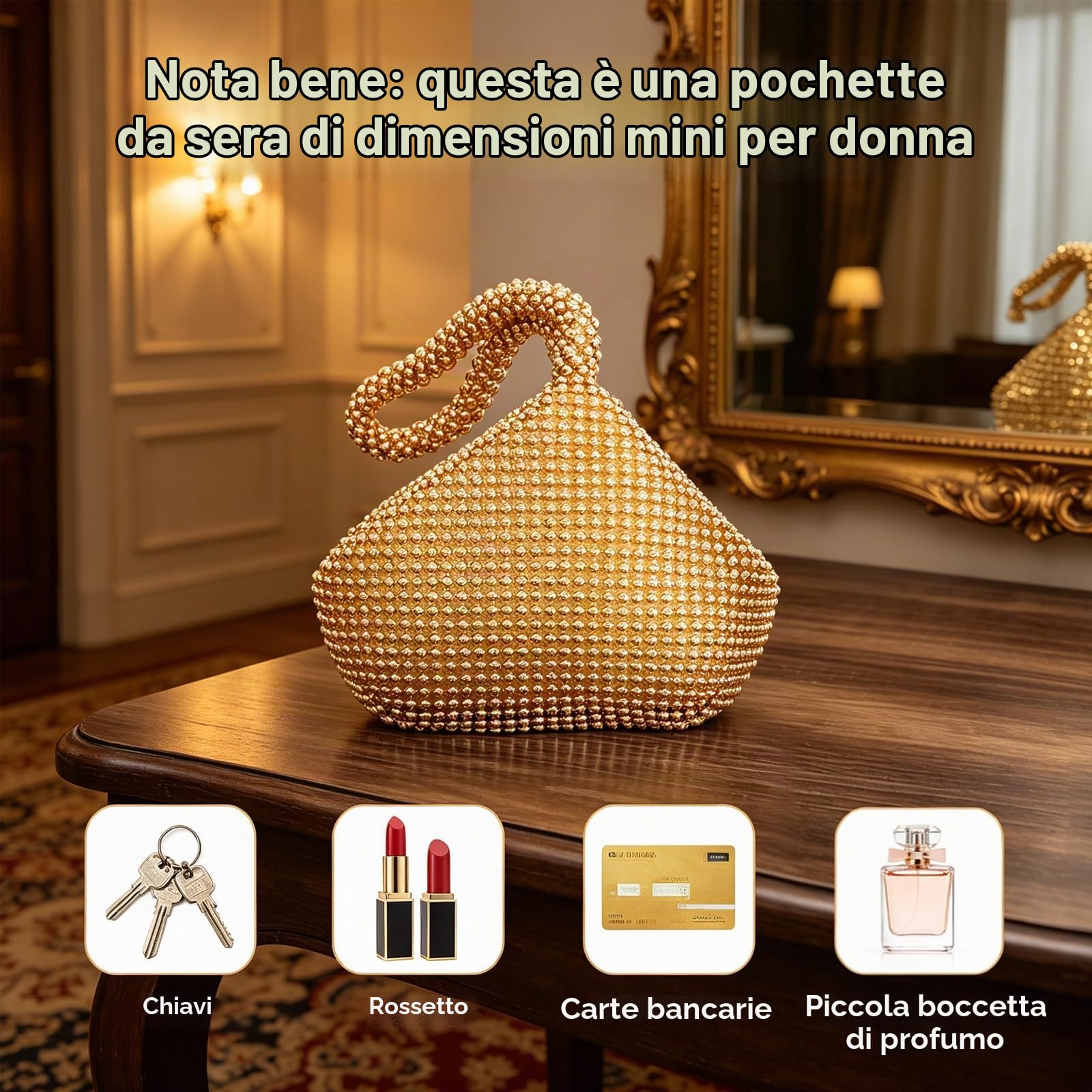 Borsa Da Sera Da Donna Borsa Da Sera Retrò Borsa Per Matrimonio Stile Anni '20S Con Strass Glitterata Adatta Per Cocktail Party Cerimonia