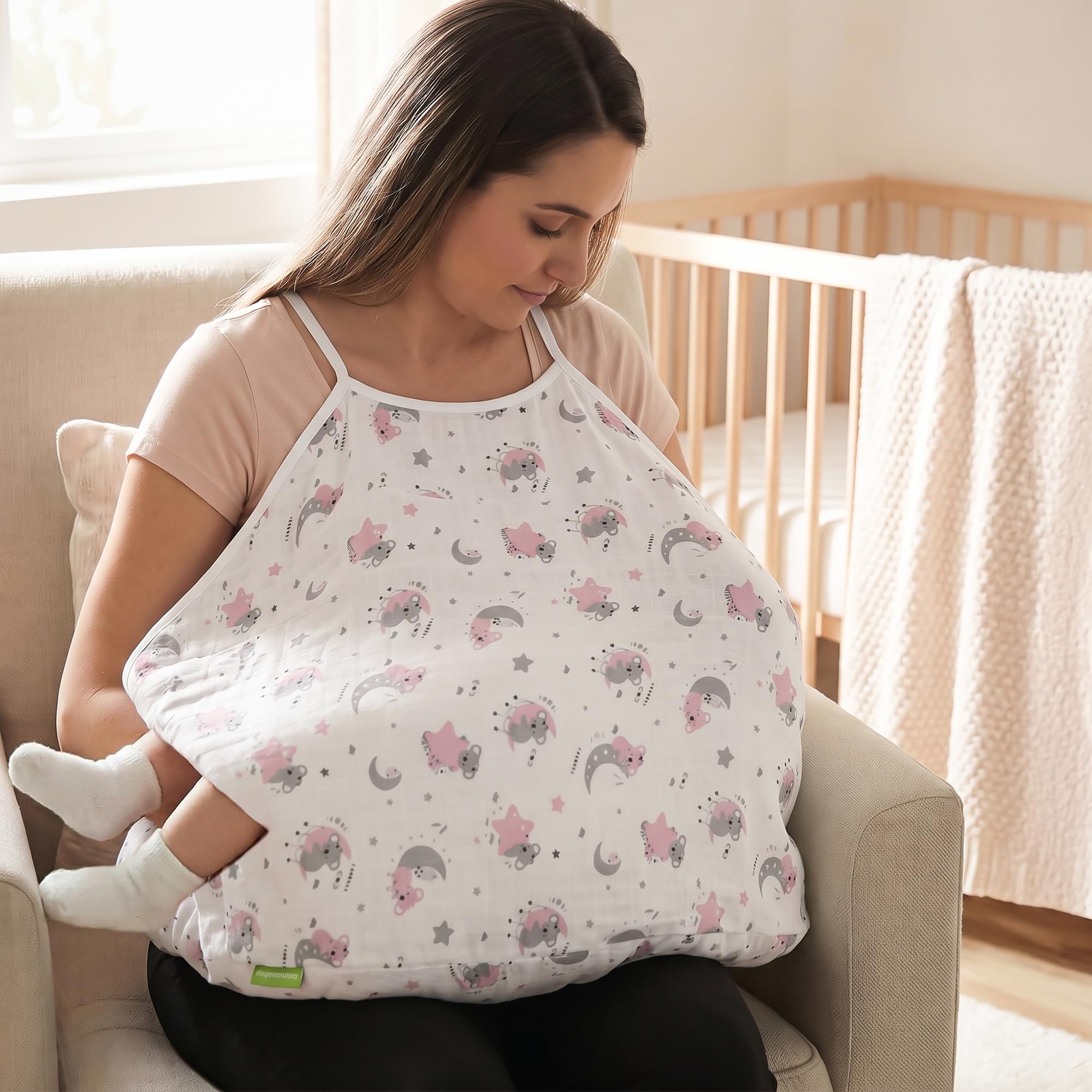 BAYBEE Feeding Pillow for New Born Baby with Foldable Breastfeeding Cover | Feeding Cover for Nursing Mom with Adjustable Velcro & Back Support | Nursing Pillow with Removable & Washable (White Pink)-image-49