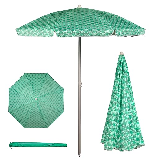 ONIVA Outdoor Canopy Sunshade Beach Umbrella 5.5', Small Patio Umbrella, Beach Chair Umbrella, (Mermaid Teal)