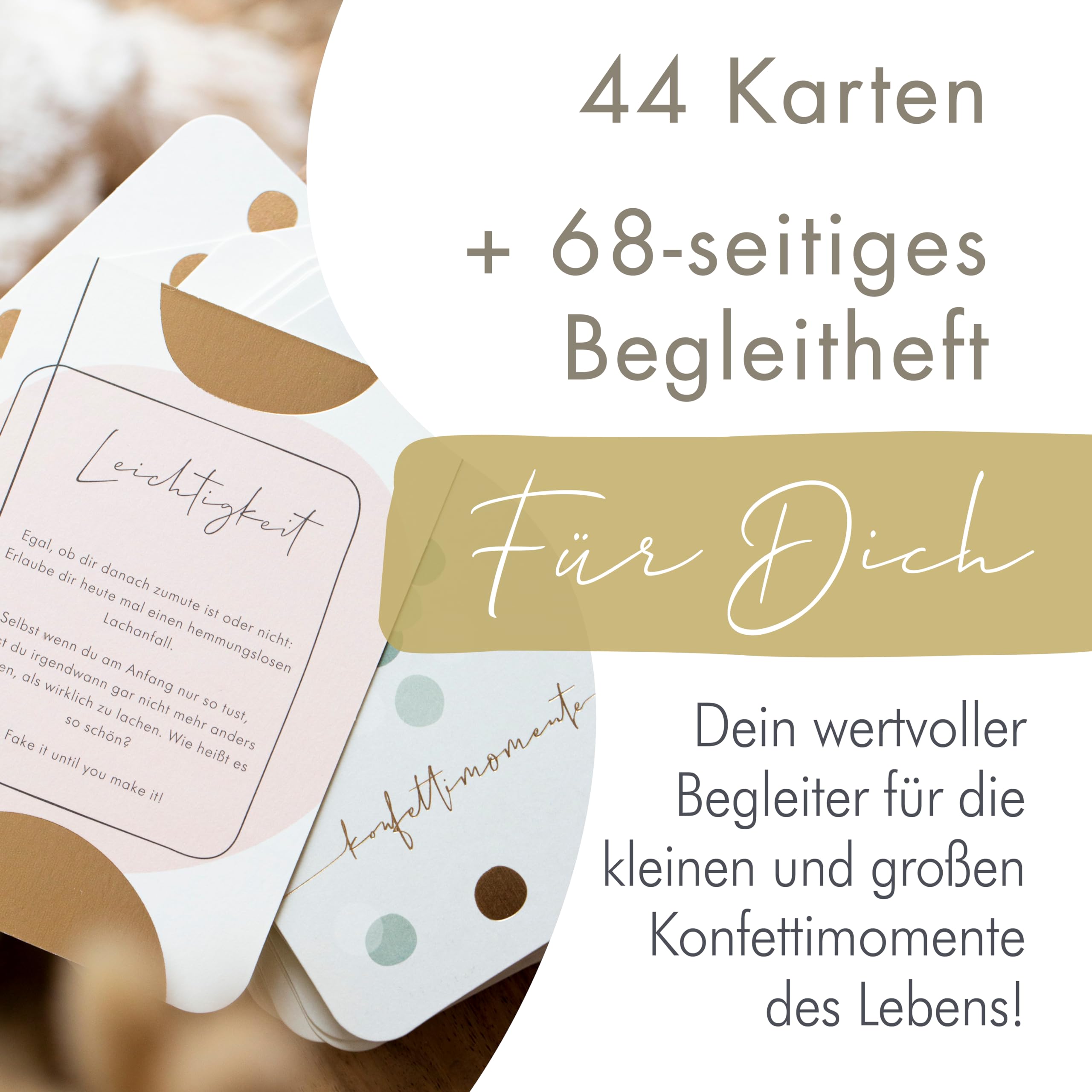 Momentos de confeti – Producto B – Pequeño daño al embalaje | Tarjetas de atención plena | Afirmaciones positivas para adultos y niños con folleto de acompañamiento y meditación a